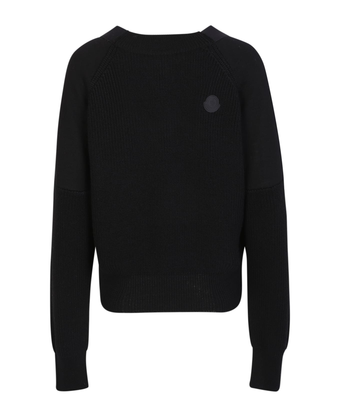 Moncler Black V-neck Wool Sweater - Black