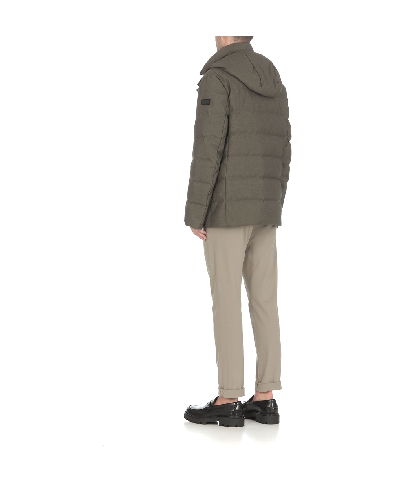 Fay Double-breasted Padded Down Jacket - Verde militare