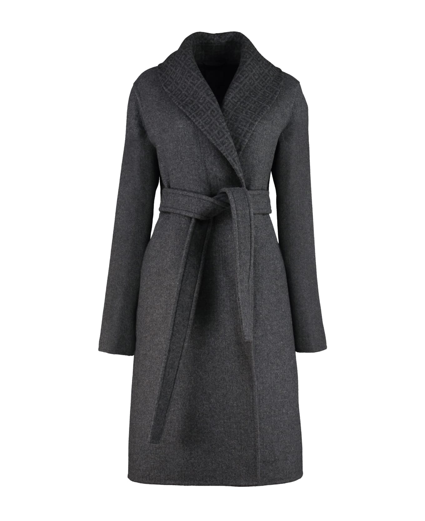 Givenchy Belted Coat - Grey/ deep black