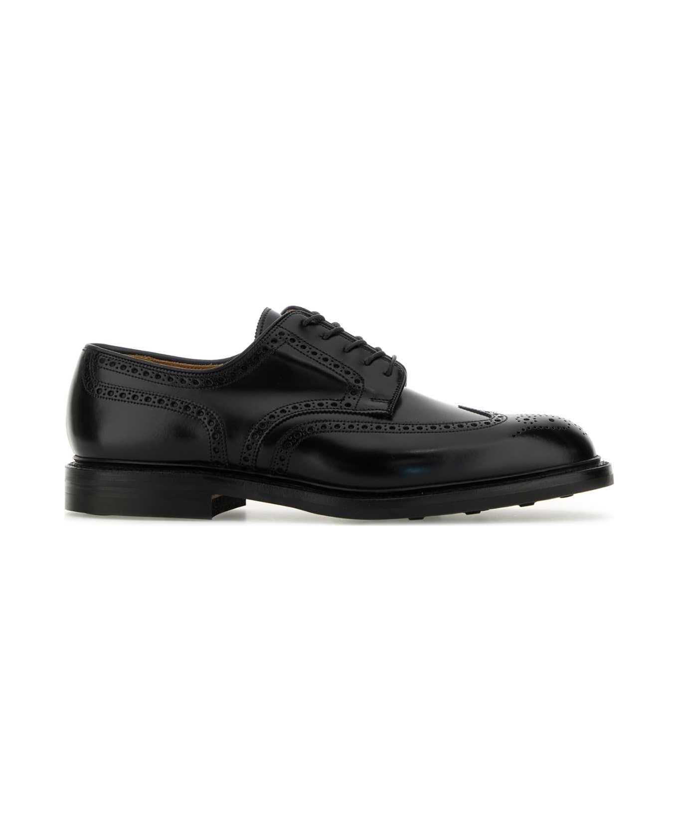 Crockett 
Jones Black Leather Pembroke Lace-up Shoes - BLACK CAVALRY CALF