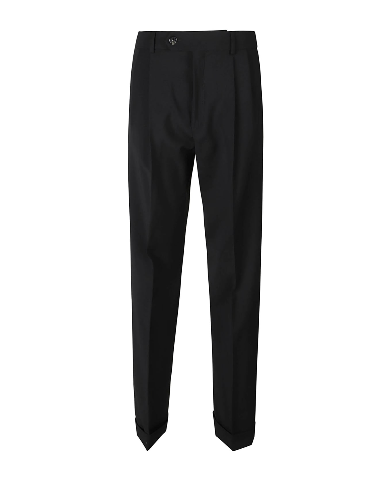 SportMax Button Detailed Straight Leg Trousers - Black ボトムス