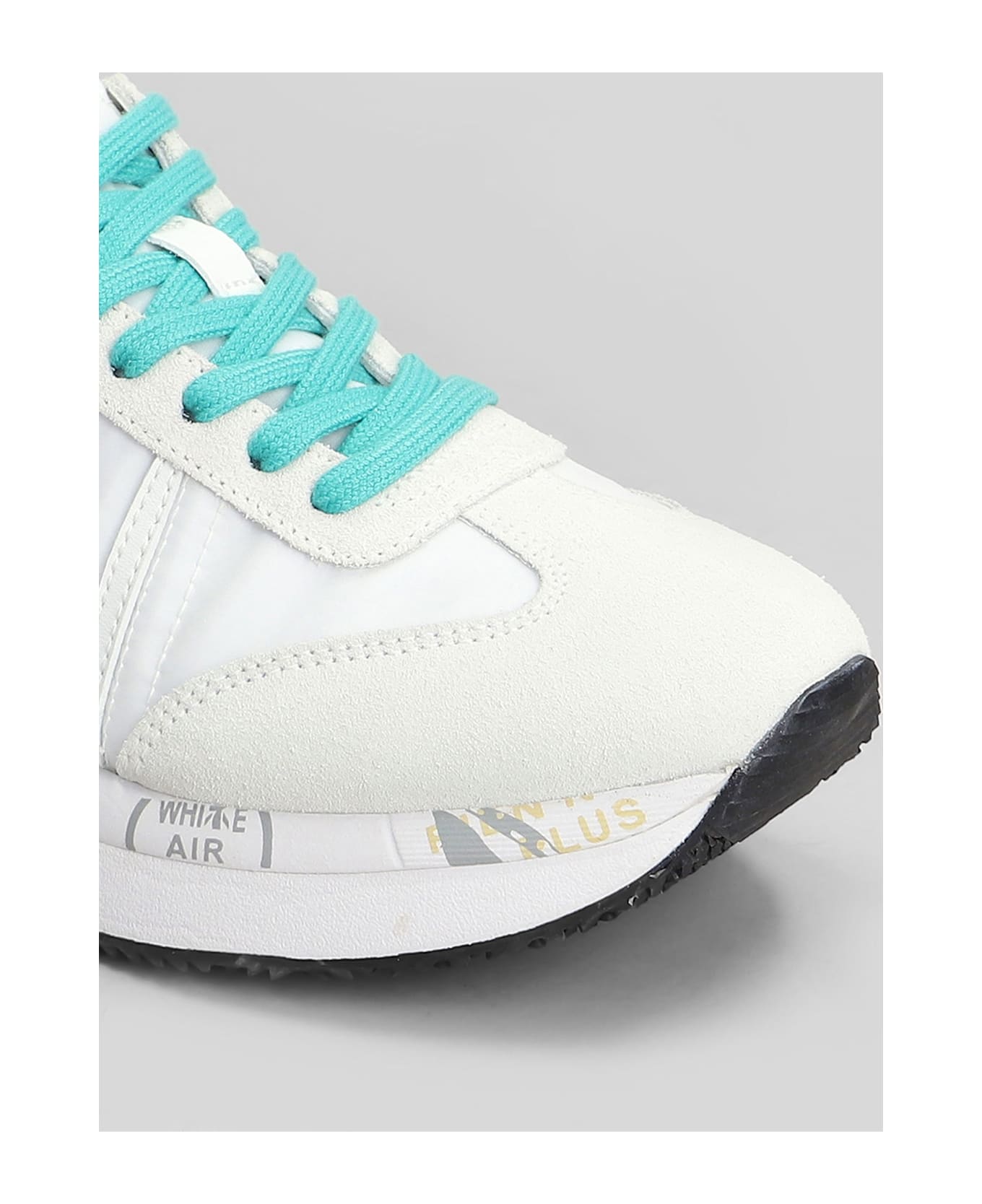 Premiata Conny Sneakers In White Suede And Fabric - white