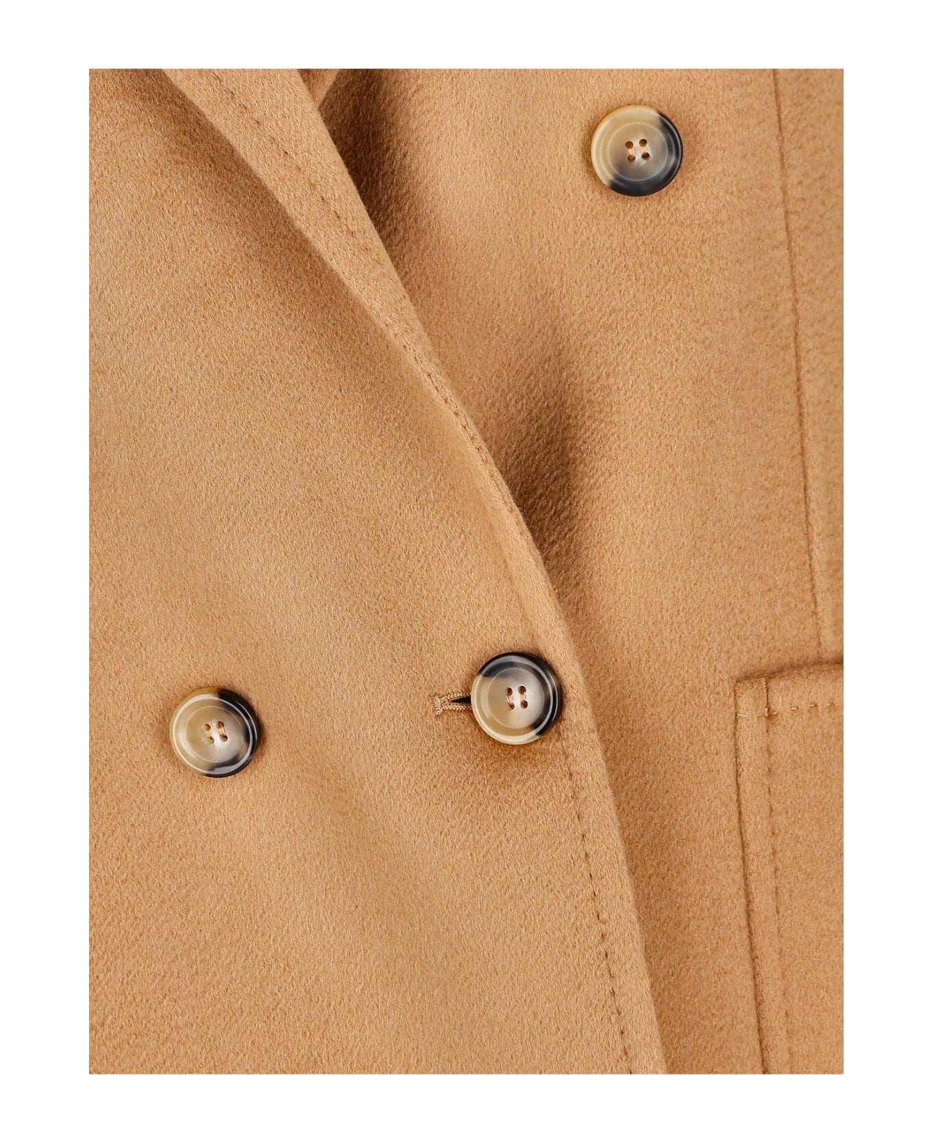 Max Mara Double-breasted Jacket In Wool And Cashmere - Camel