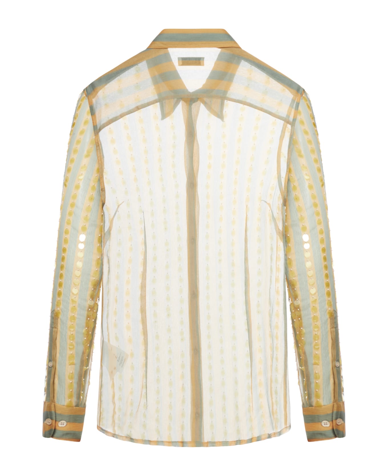 Dries Van Noten 00810-chowy Emb 8105 W.w.shirt Silk Mousseline Printed With Bicolor Stripes - Peach