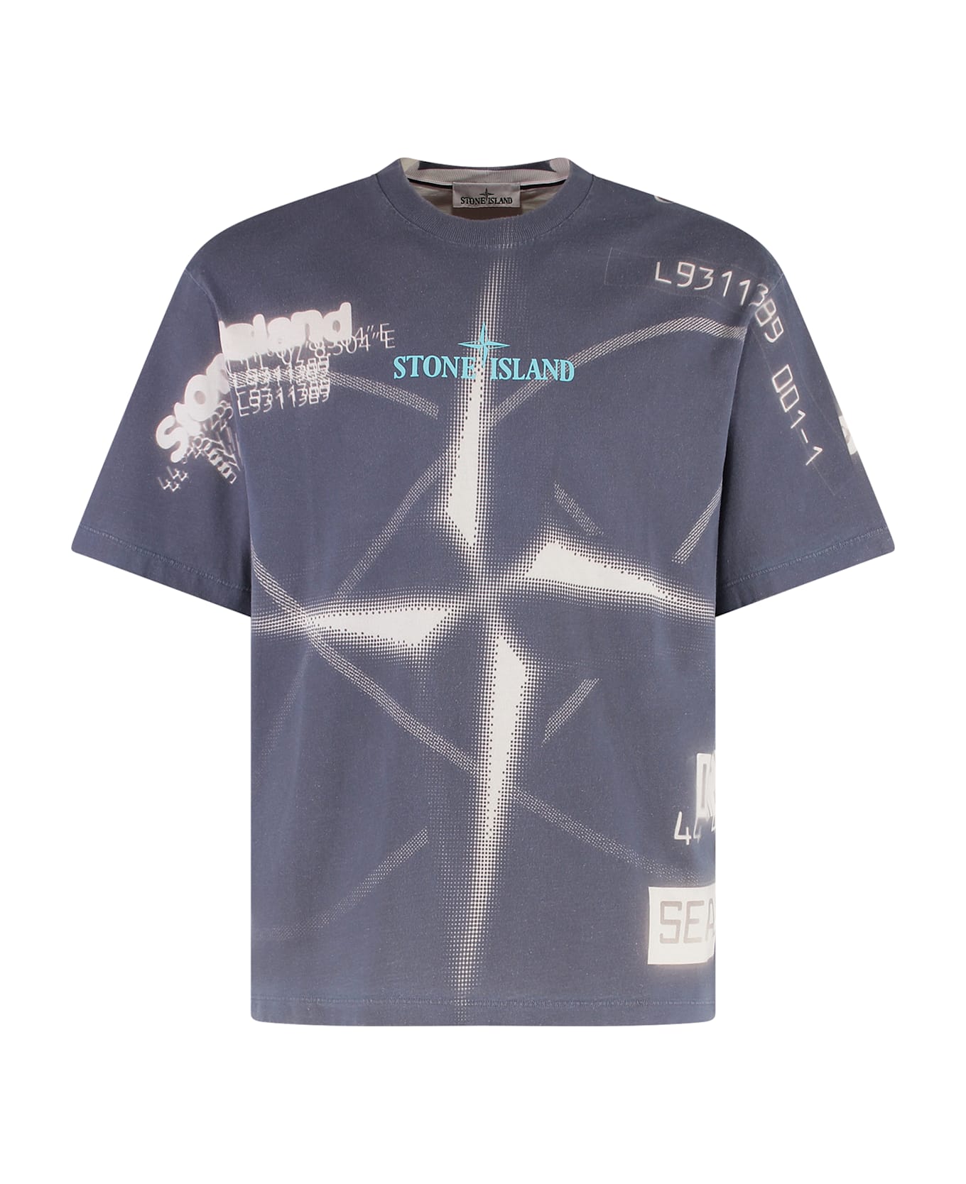 Stone Island Logo Cotton T-shirt - blue
