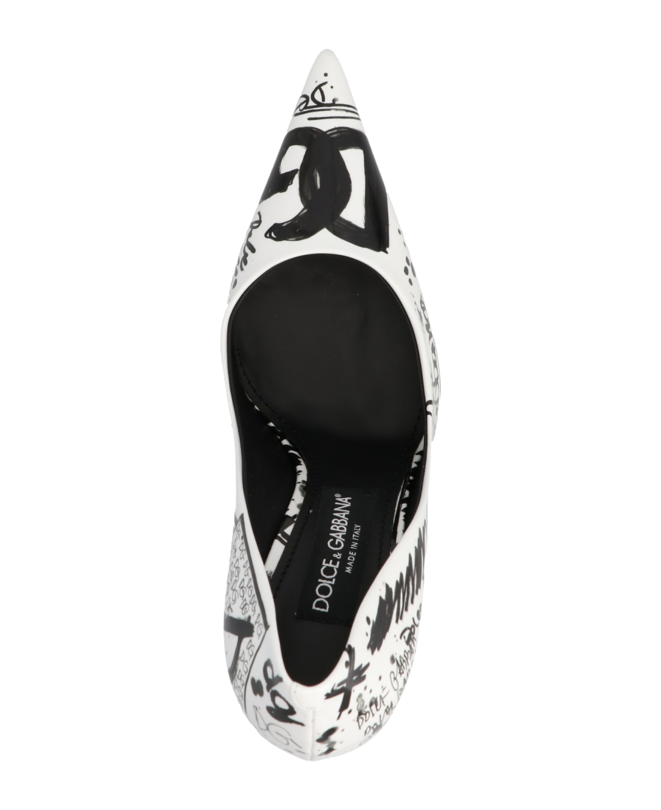 Dolce & Gabbana Logo Print Pumps - White/Black