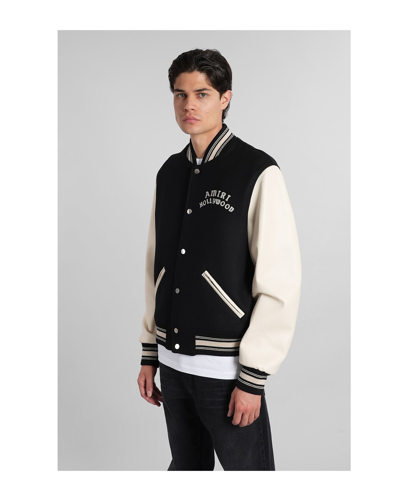 AMIRI Bomber Jacket In Black Wool - black