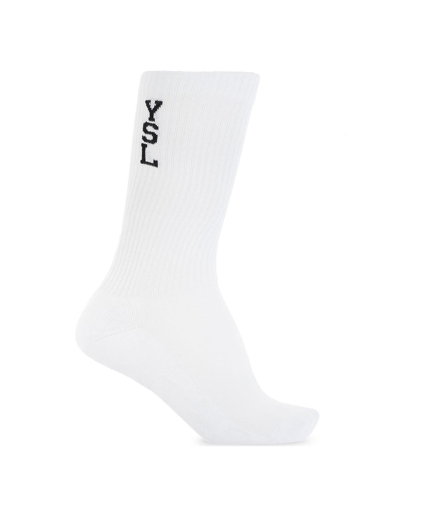 Saint Laurent Socks With Logo - Bianco