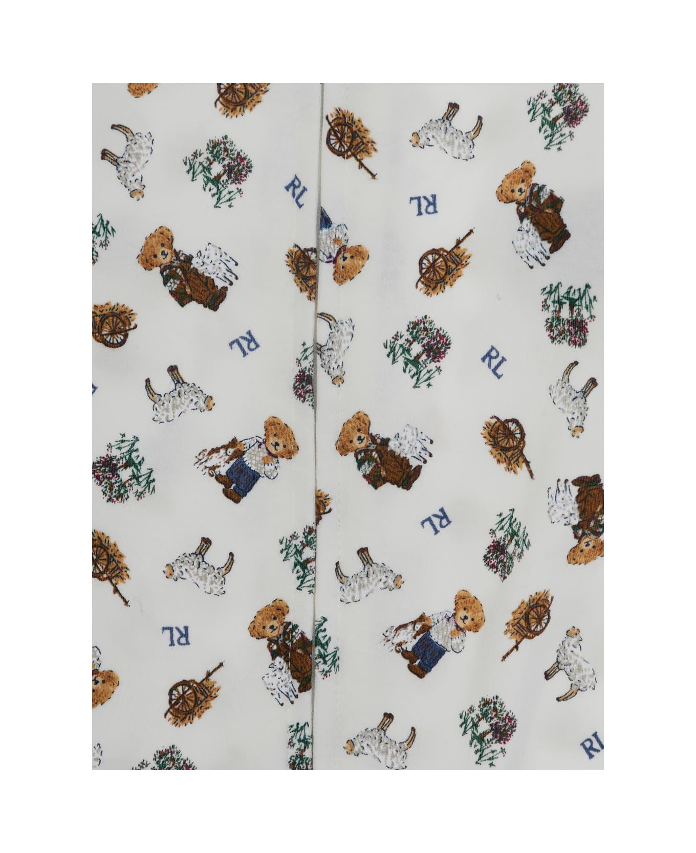Polo Ralph Lauren Set Of White Jumpsuits With Beanie And Bib With All-over Polo Bear Print In Cotton Baby - Multicolor