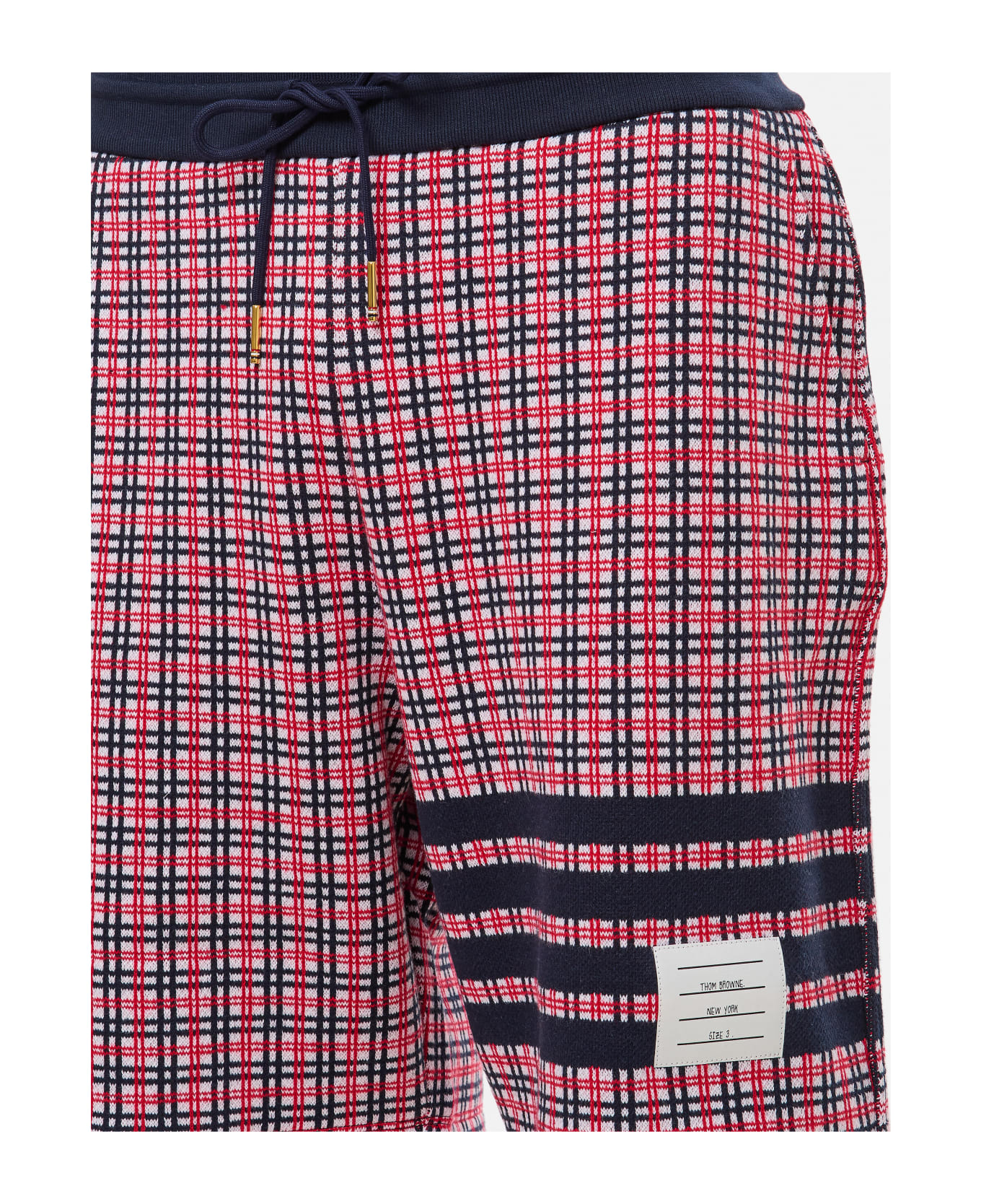 Thom Browne Check 4 Bar Sweat Cotton Shorts - MultiColour