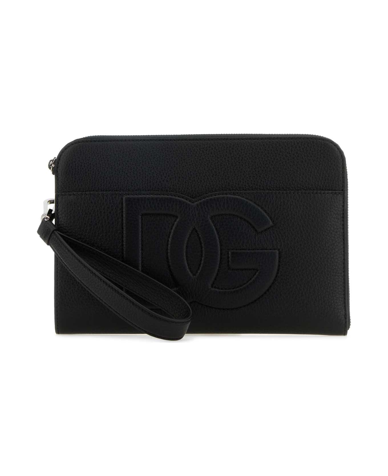 Dolce & Gabbana Black Leather Pouch - NERO