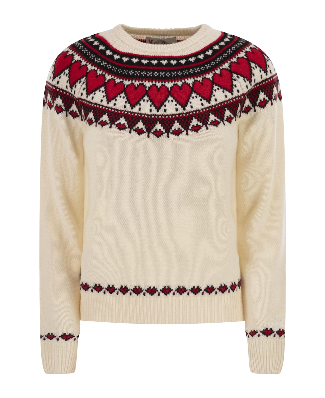 MC2 Saint Barth Nordic-style Heart Pattern Jumper - White