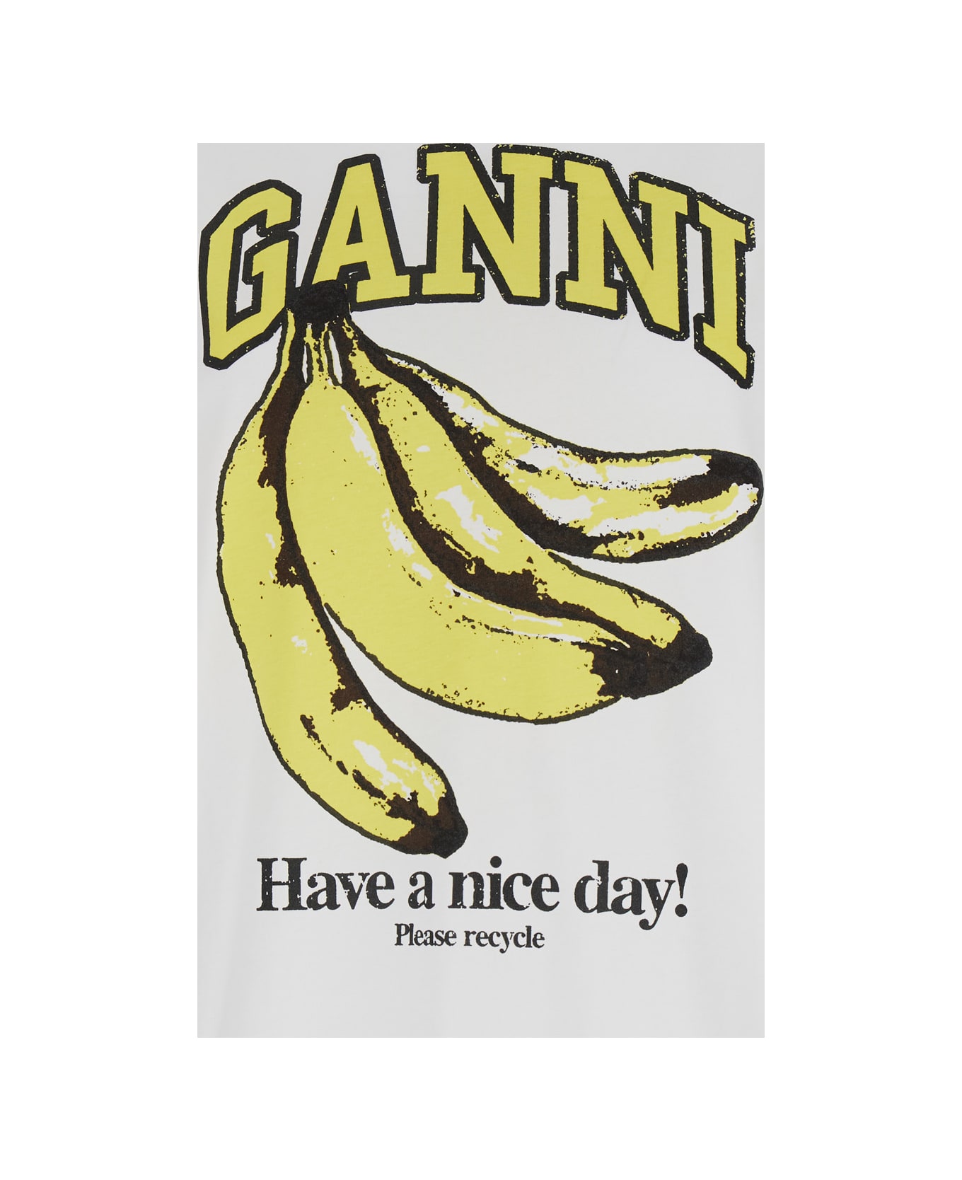 Ganni White Basic Jersey Banana Relaxed T-shirt In Cotton Woman - White Tシャツ