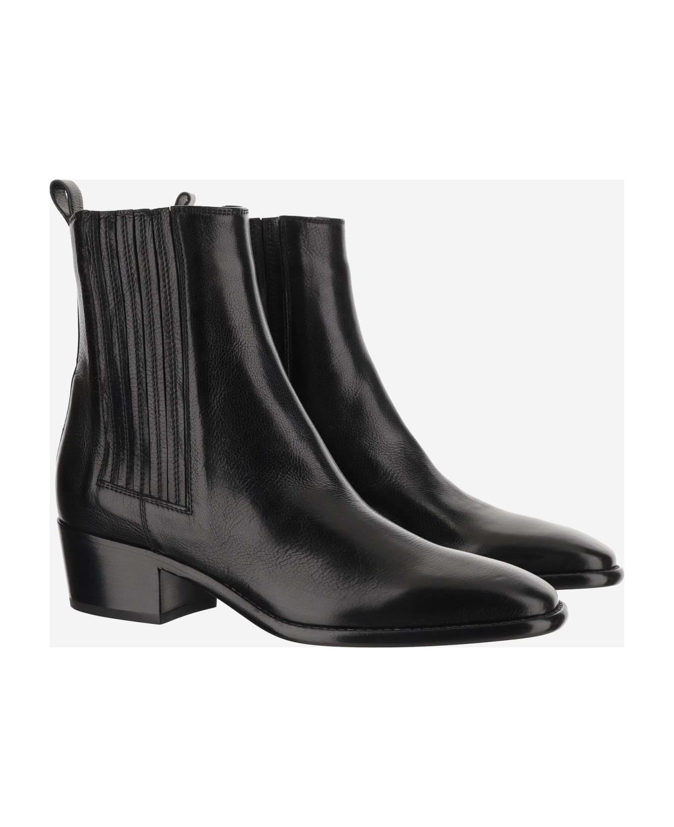 Sartore Glossy Leather Ankle Boots - Black