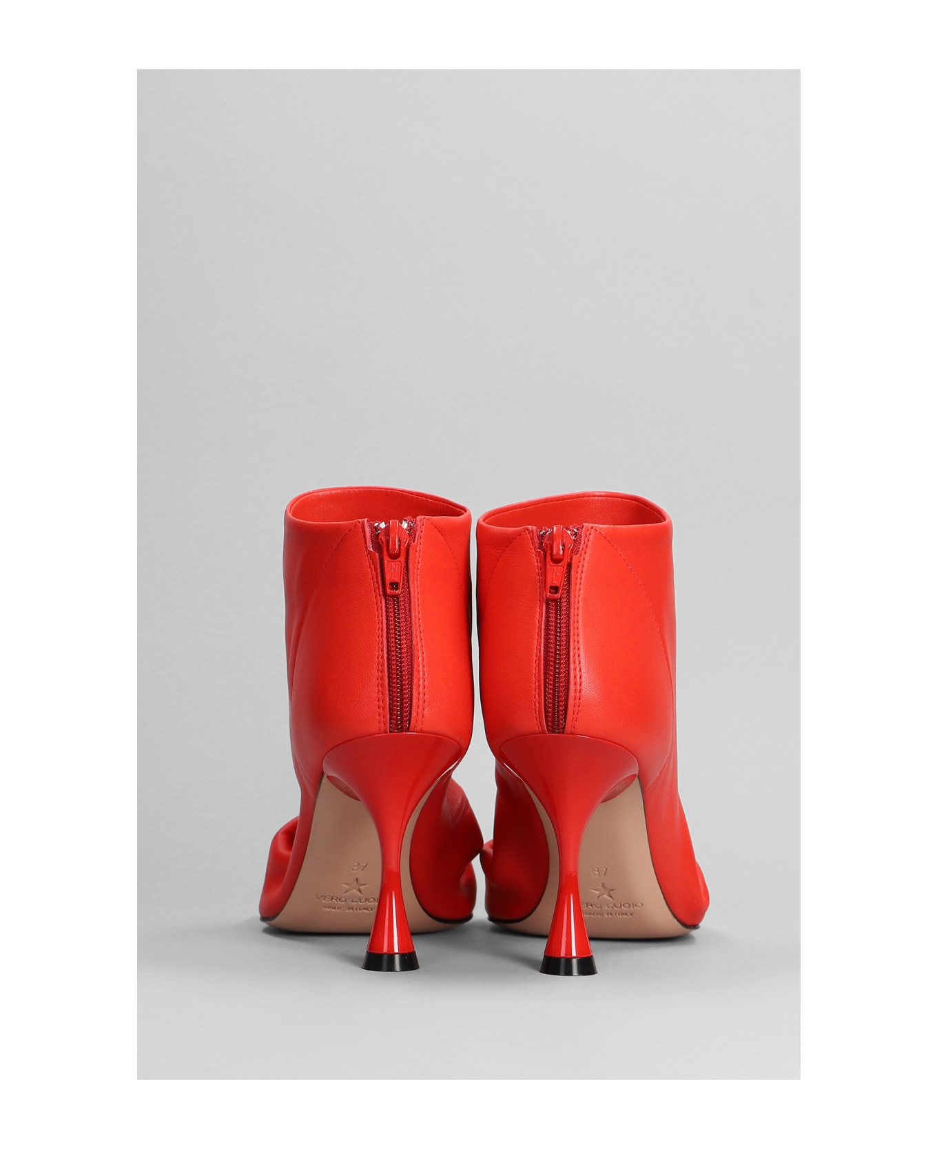 Marc Ellis High Heels Ankle Boots In Red Leather - red