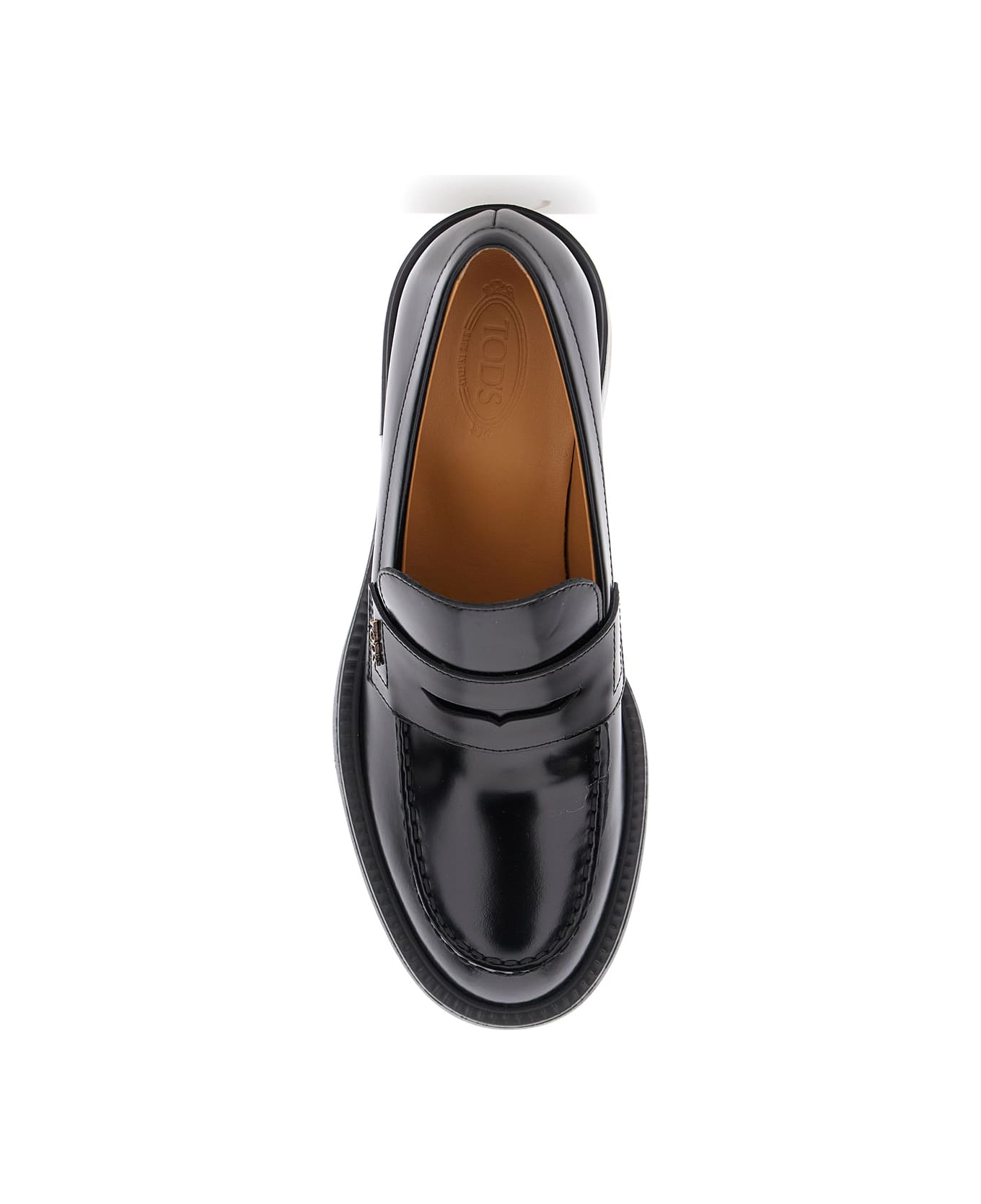 Tod's Black Loafers With Penny Slot And Logo Lettering On The Side In Leather Woman - Black