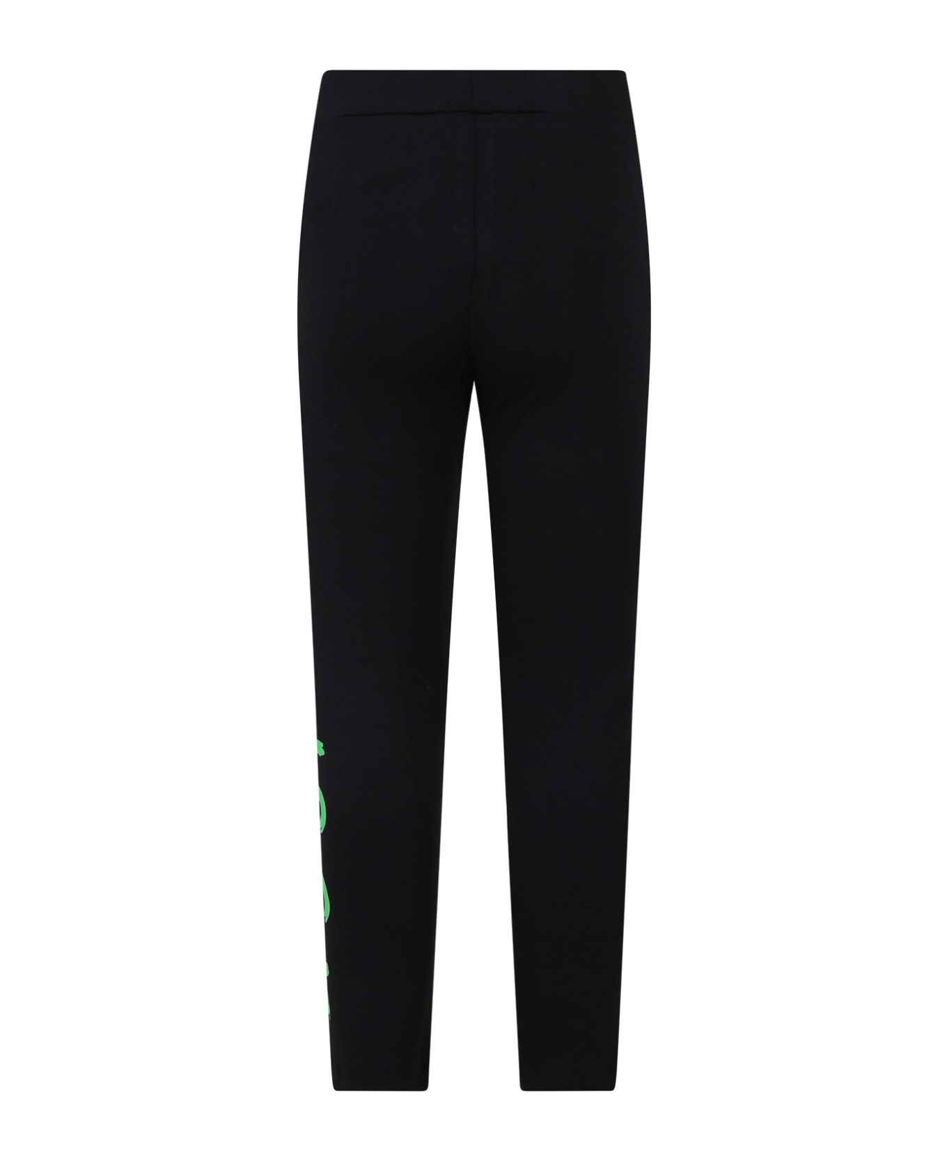 MSGM Black Legging For Girl With Logo - Black ボトムス