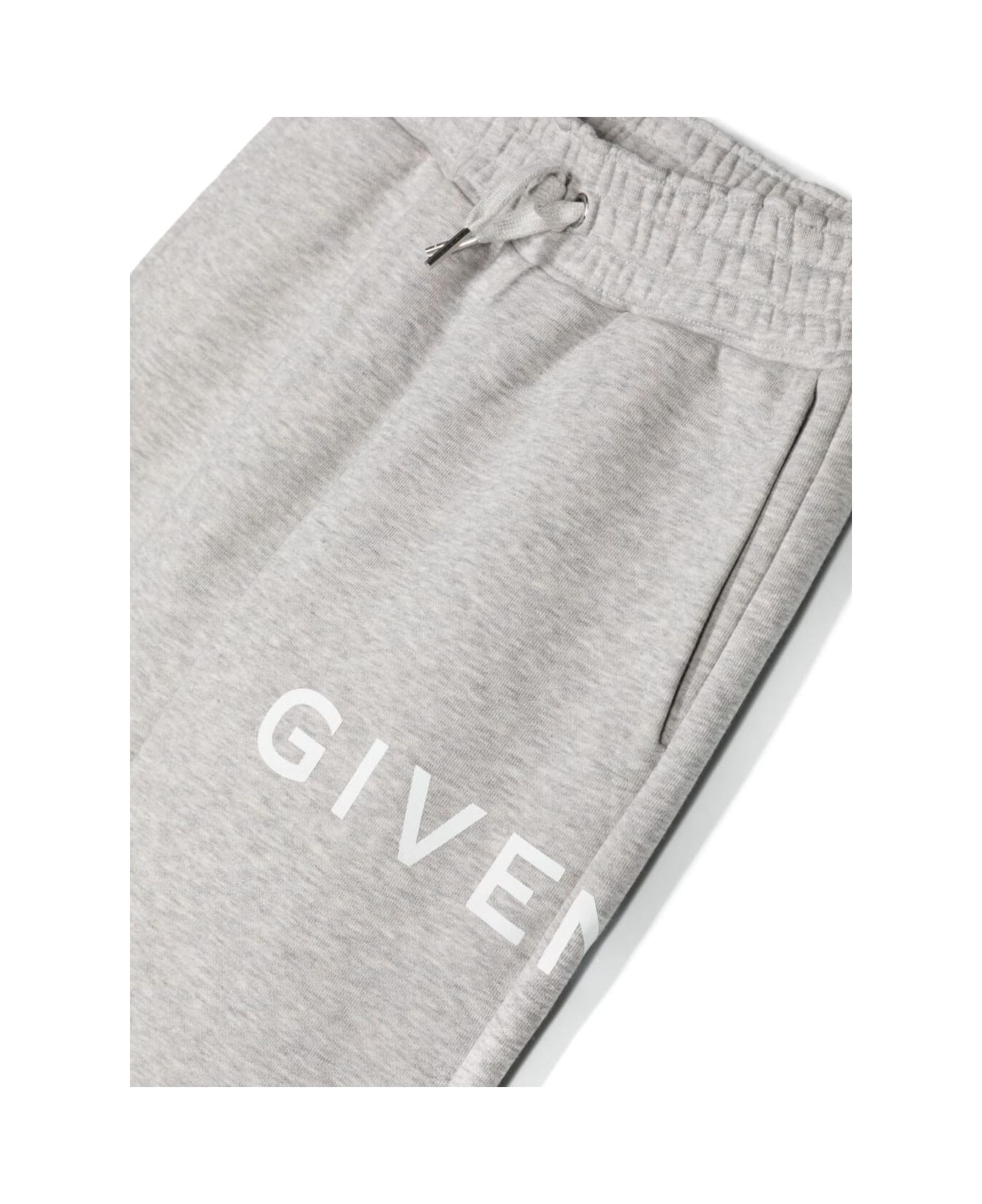Givenchy Grey Track Pants Withy Contrasting Logo Print In Cotton Boy