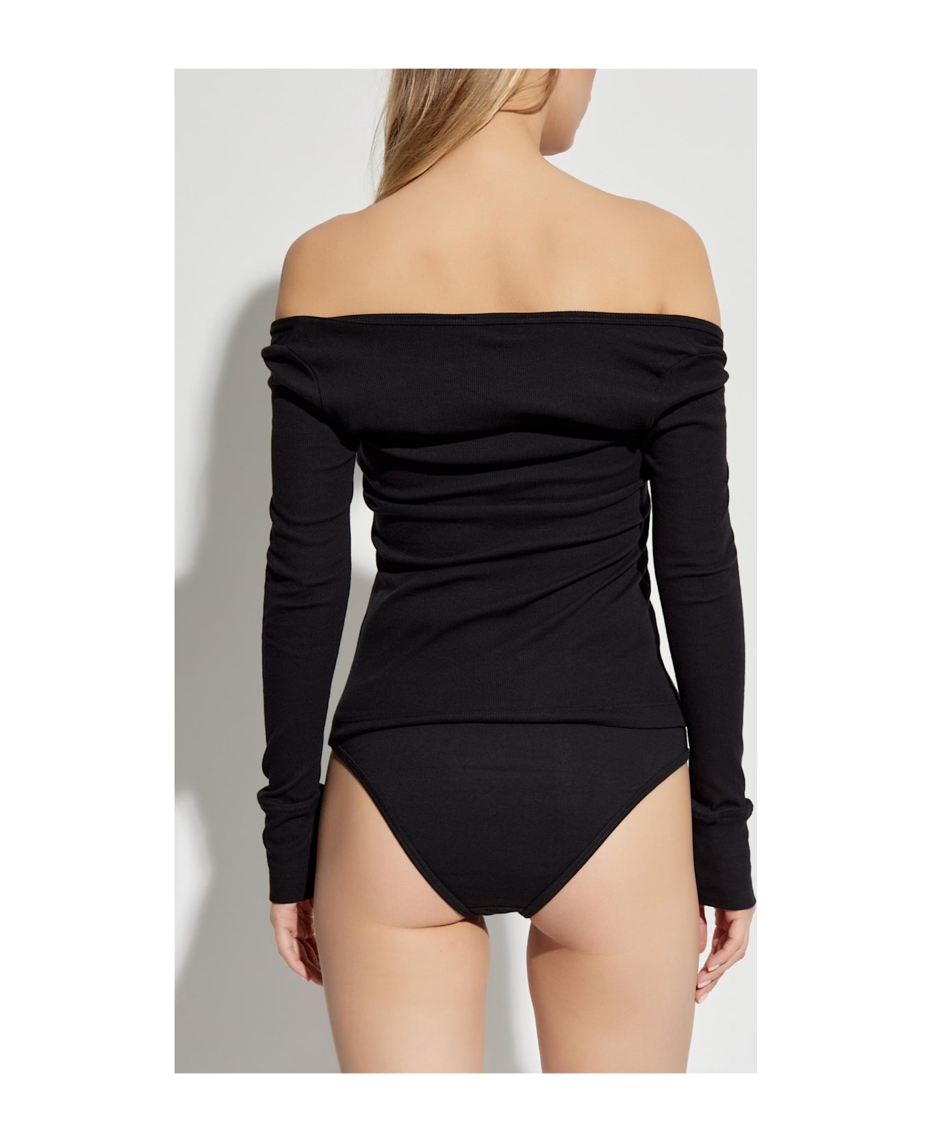 Versace Ribbed Lingerie Top - BLACK