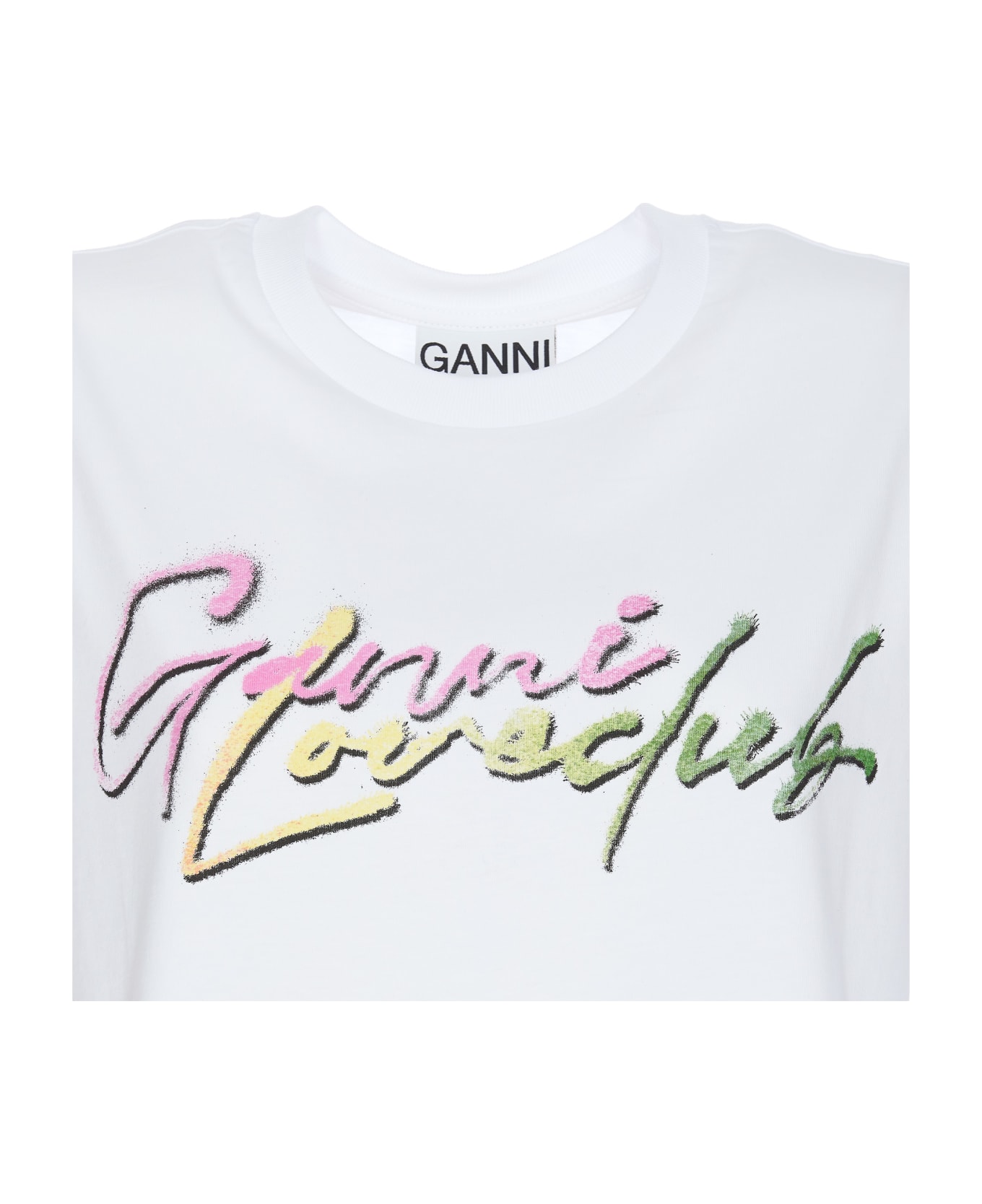 Ganni Basic Jersey Multi Love Relaxed T-shirt - White