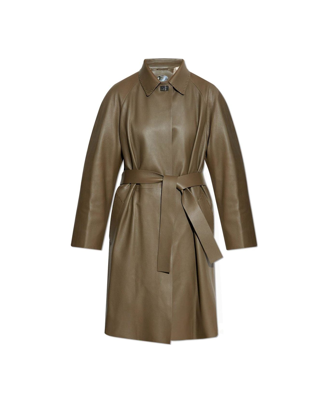 Fendi Leather Overcoat - WOOD