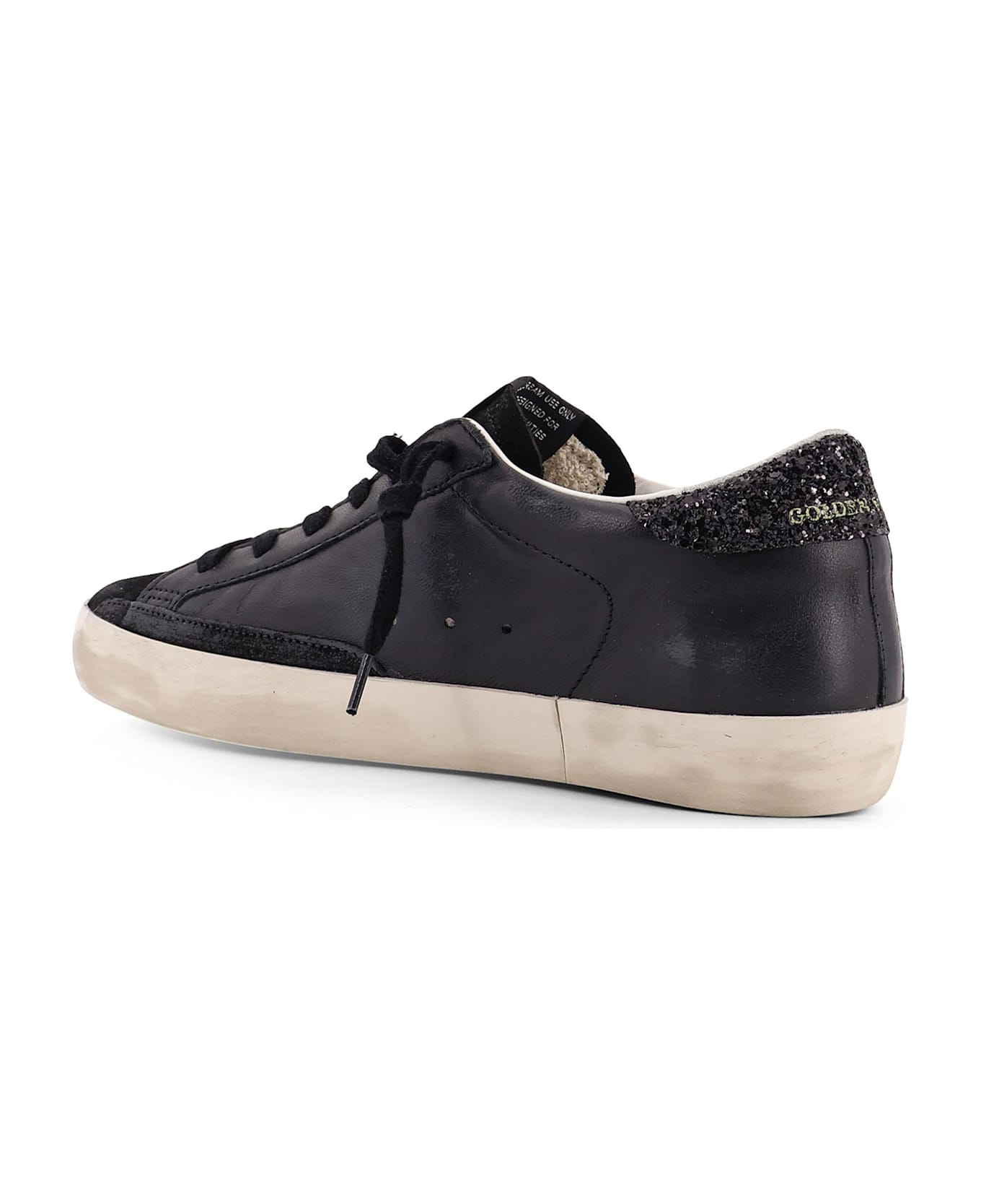 Golden Goose Super-star Classic With List Low-top Sneakers With Suede Inserts And Glittered Detail - Black