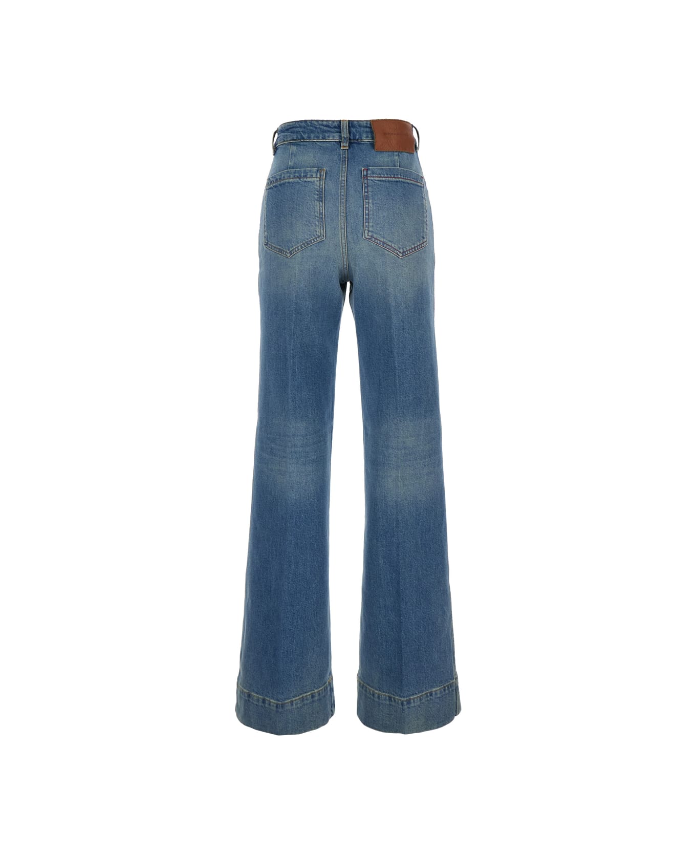 Victoria Beckham 
alina
 Blue Jeans With Belt Loops And Logo Embroidery On The Pocket In Denim Woman - Blu