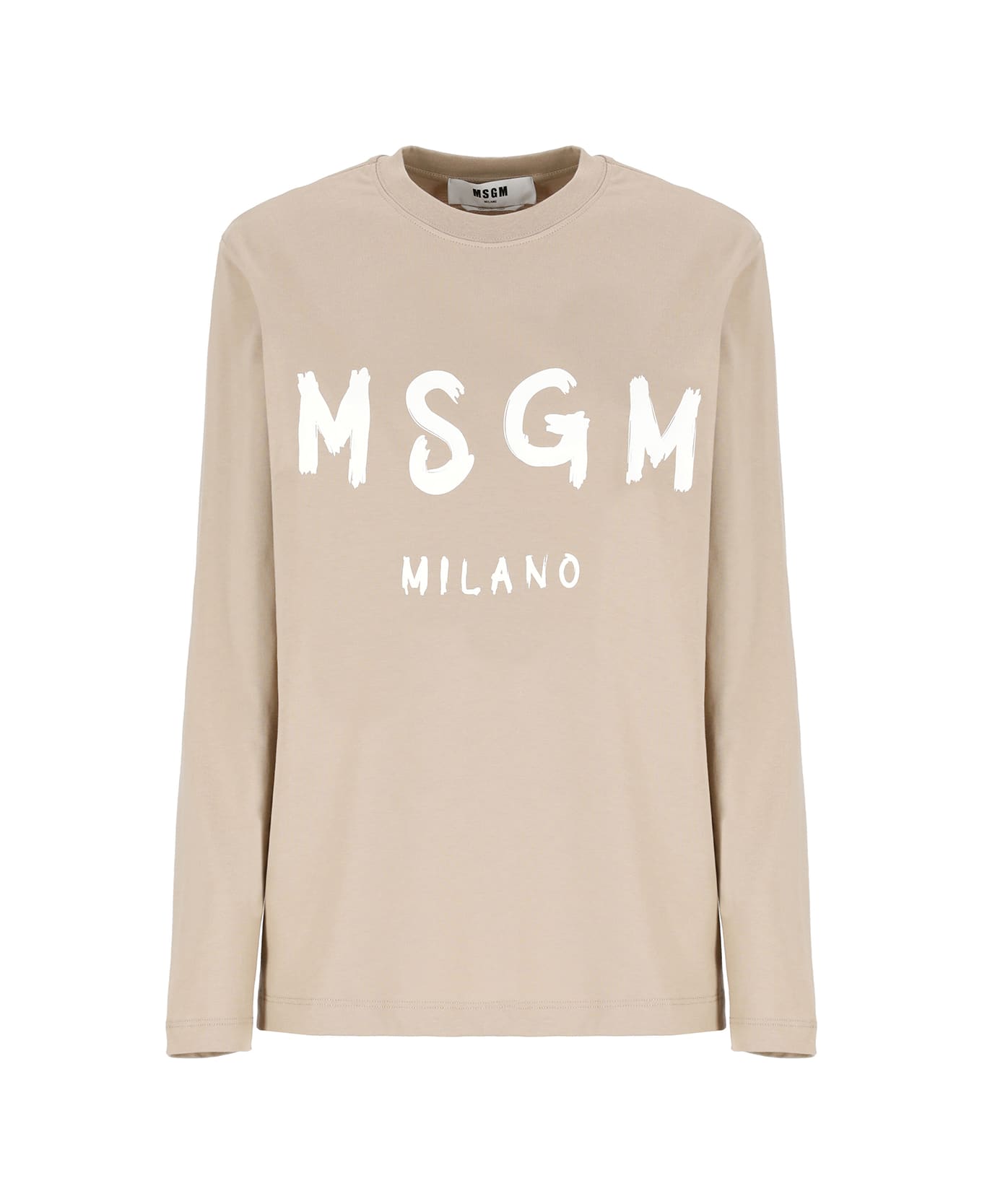 MSGM T-shirt With Logo - Beige Tシャツ