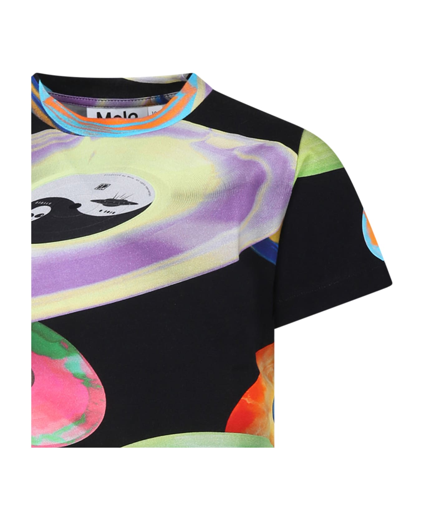 Molo Black T-shirt For Boy With Disco Print - Black Tシャツ＆ポロシャツ