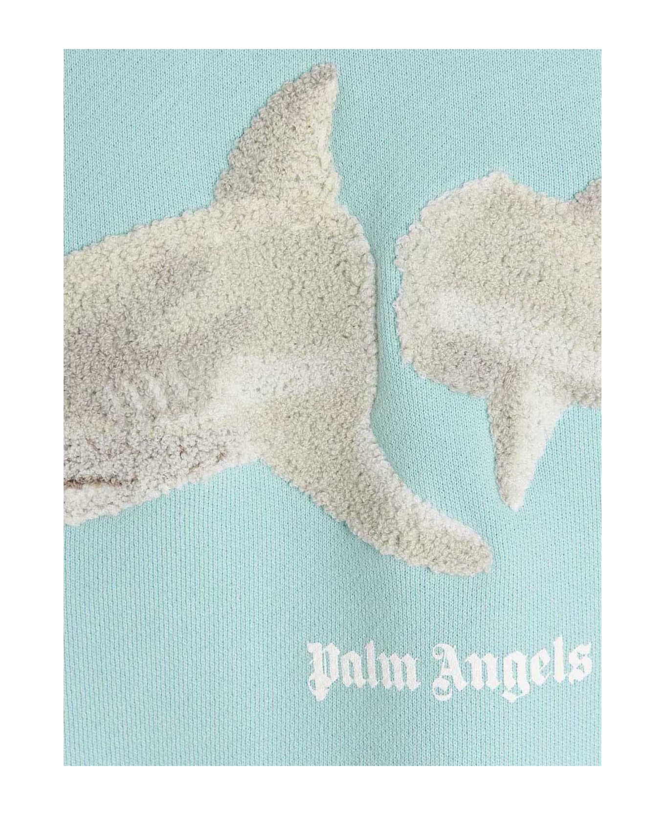 Palm Angels 'white Shark' Sweatshirt - Light Blue
