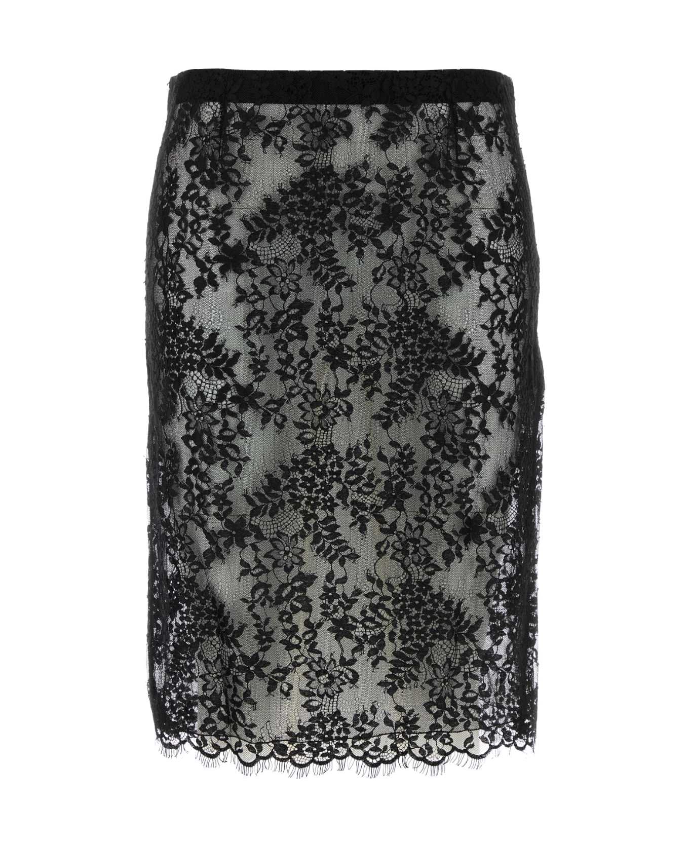 Saint Laurent Black Lace Skirt - NOIR