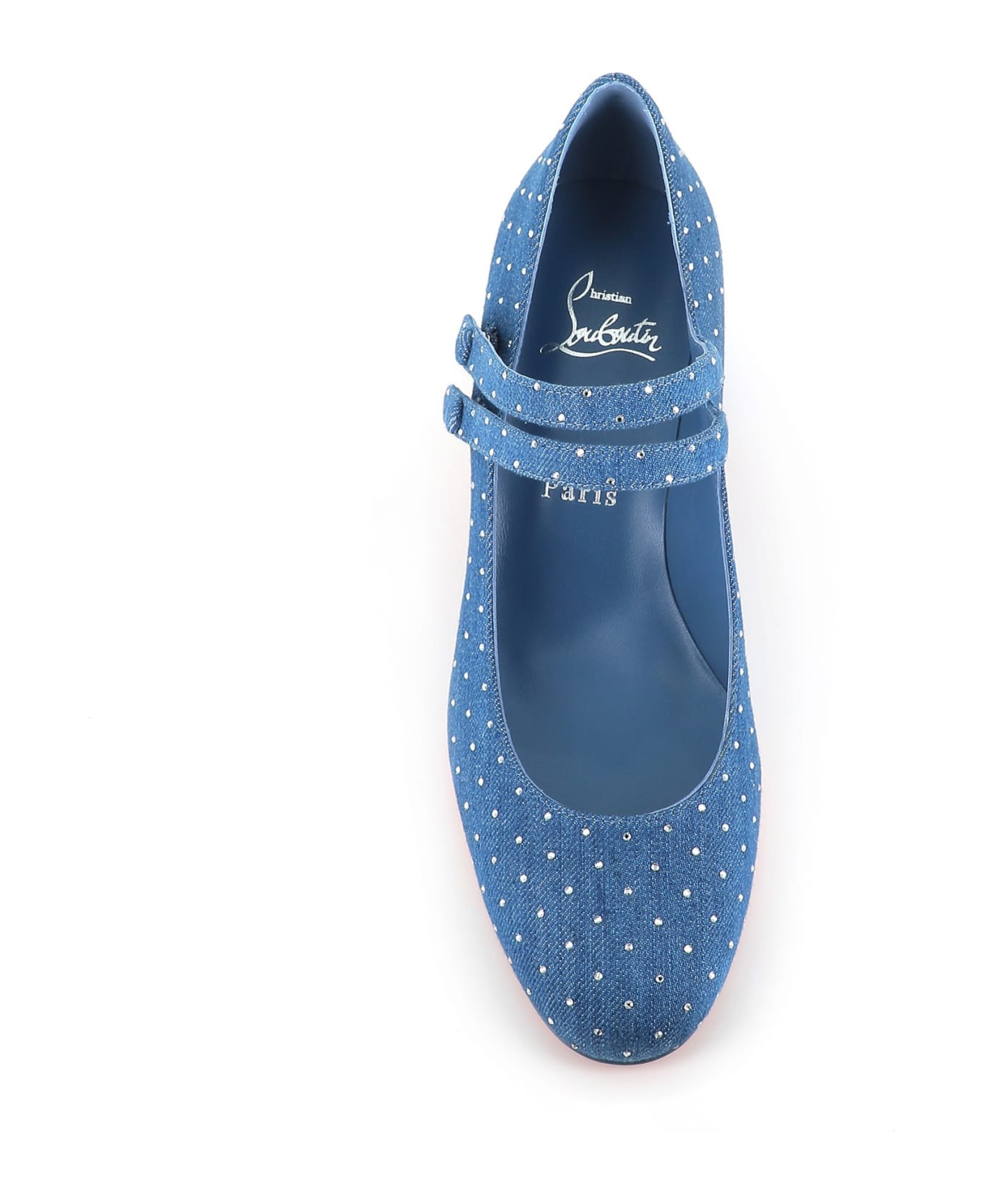 Christian Louboutin Décolletè Miss Jane Plum Strass 55 - Denim