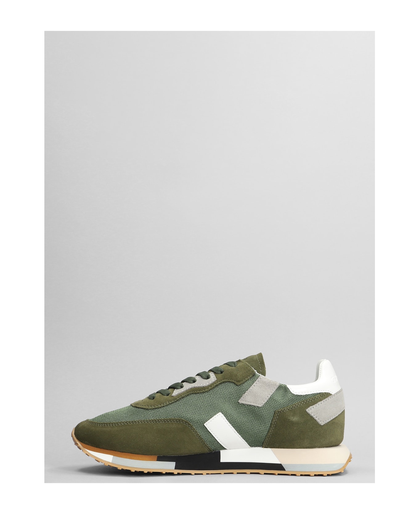 GHOUD Rush Multi Sneakers In Green Suede And Fabric - green