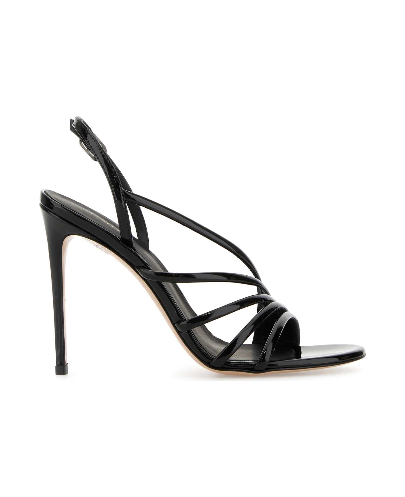 Le Silla Black Leather Scarlet Sandals - NERO