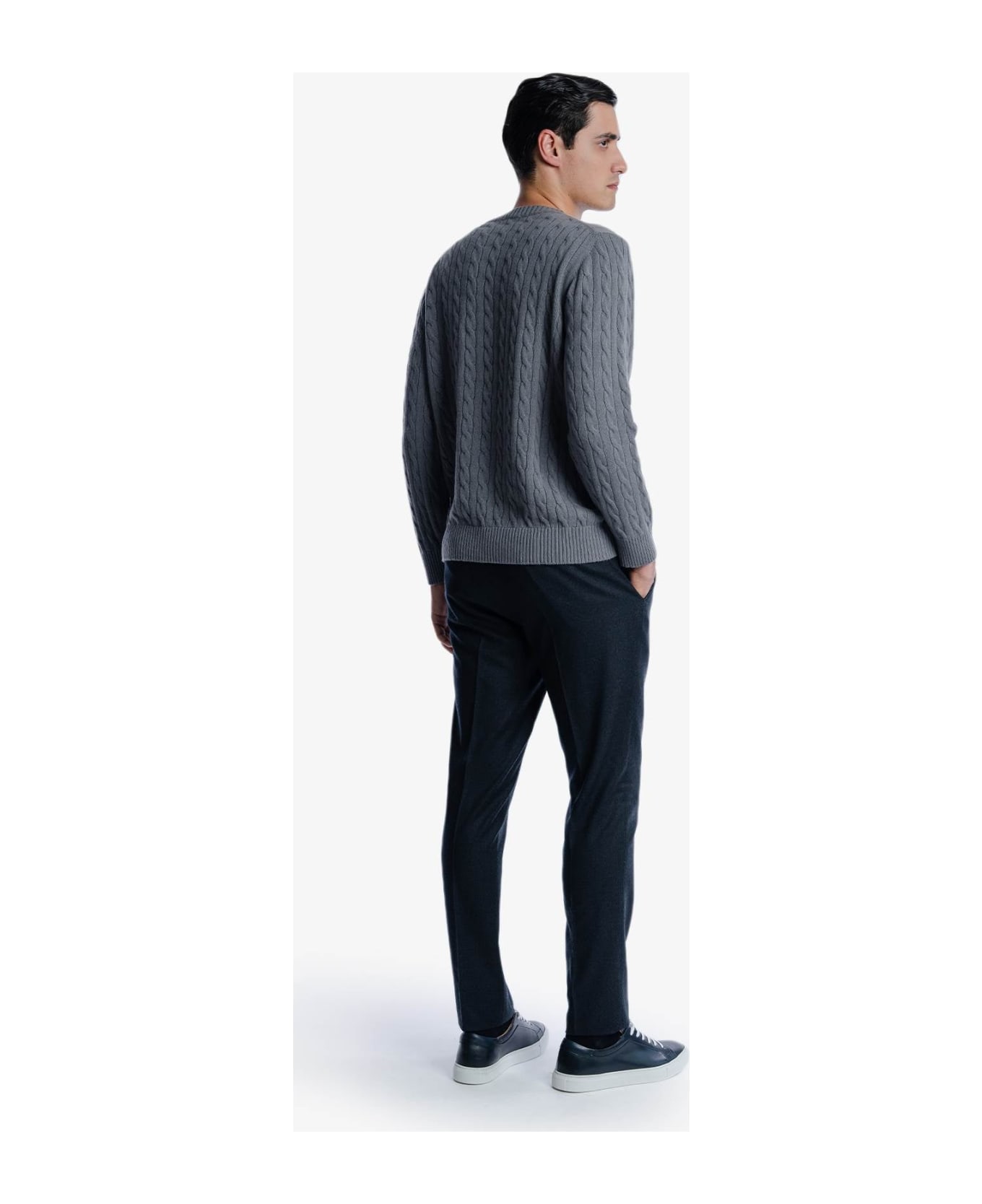 Larusmiani Cable Knit Sweater 'col Du Pillon' Sweater - LightGray