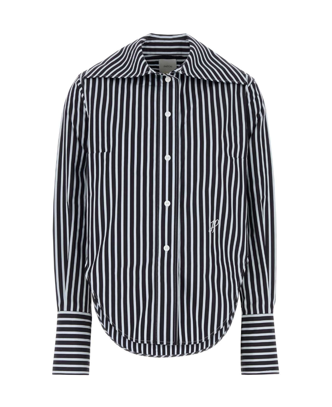 Patou Embroidered Poplin Violin Shirt - NAVYSTRIPES