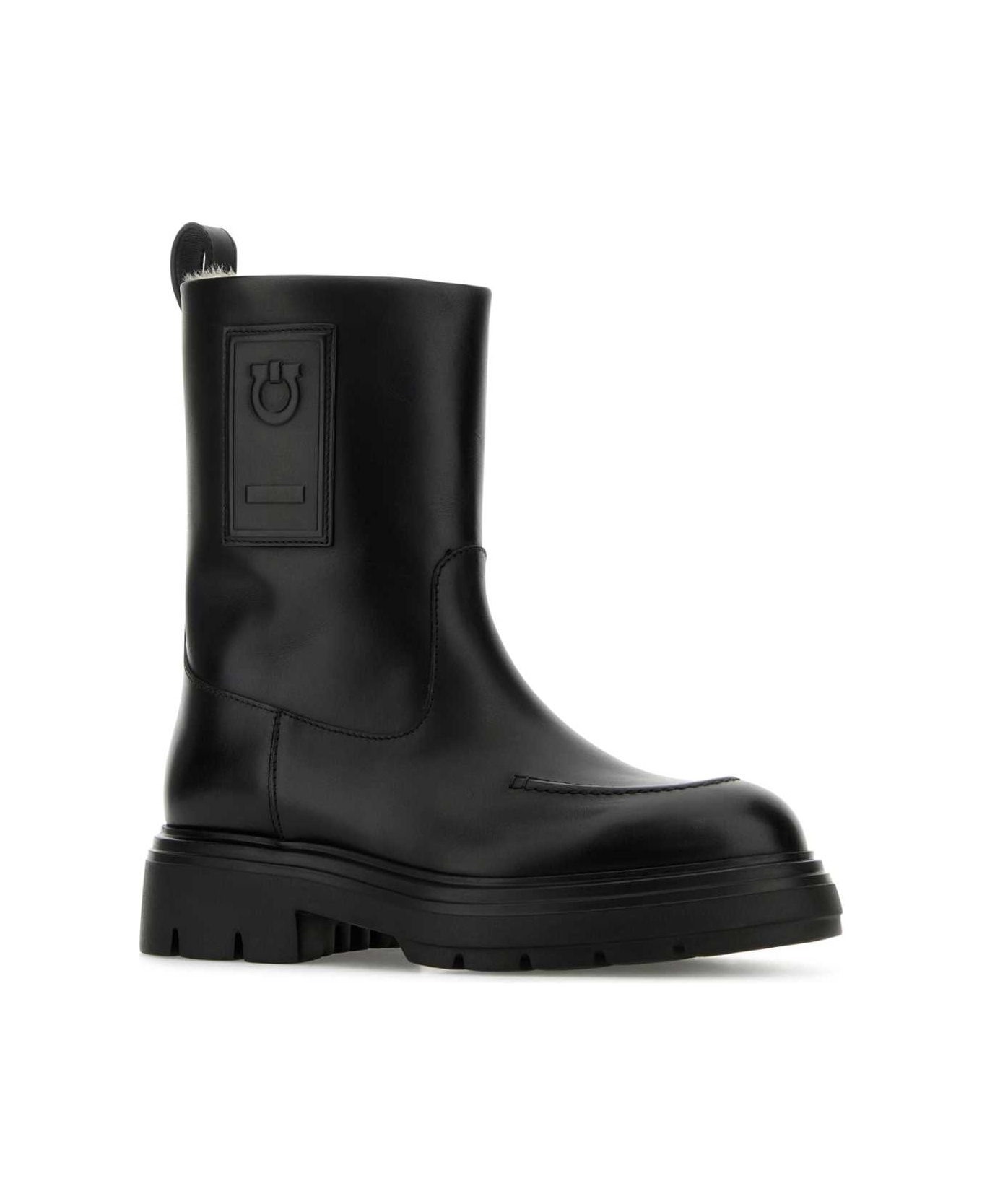 Ferragamo Black Leather Tirba Ankle Boots - NERO