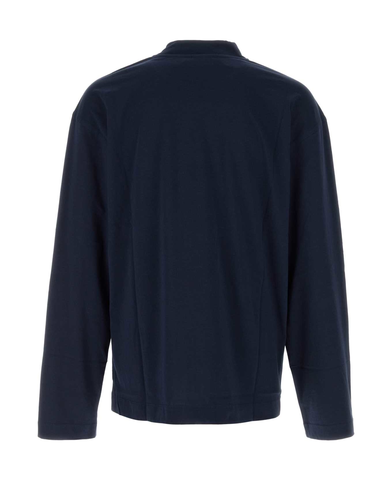 Dries Van Noten Navy Blue Cotton Oversize Heger T-shirt - NAVY