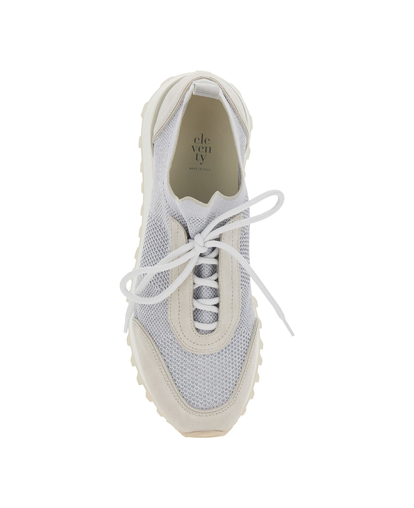 Eleventy Grey Sneakers With Knitted Upper And Chunky Sole In Fabric And Suede Man - Grey