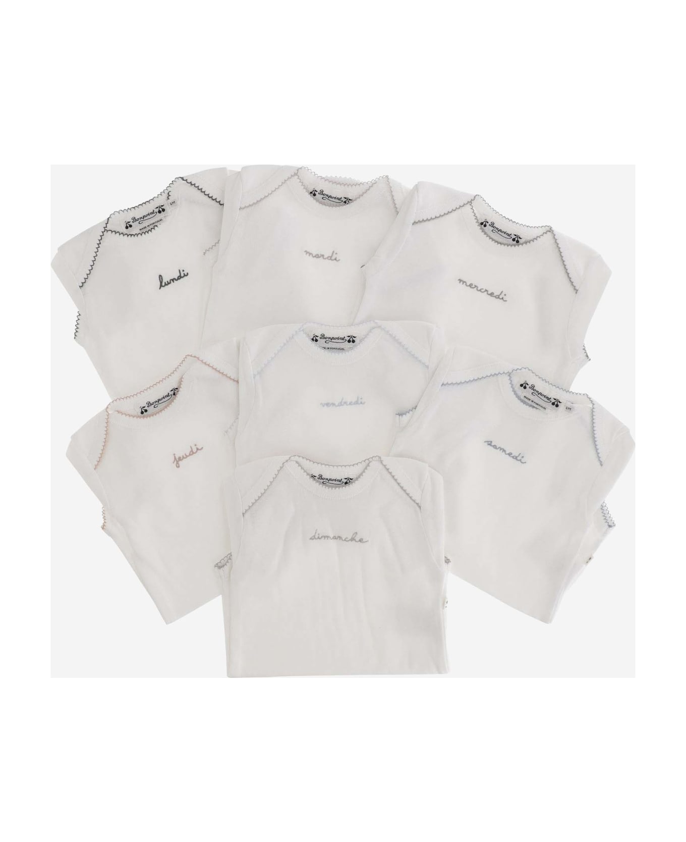 Bonpoint Cotton Bodysuit With Logo - White