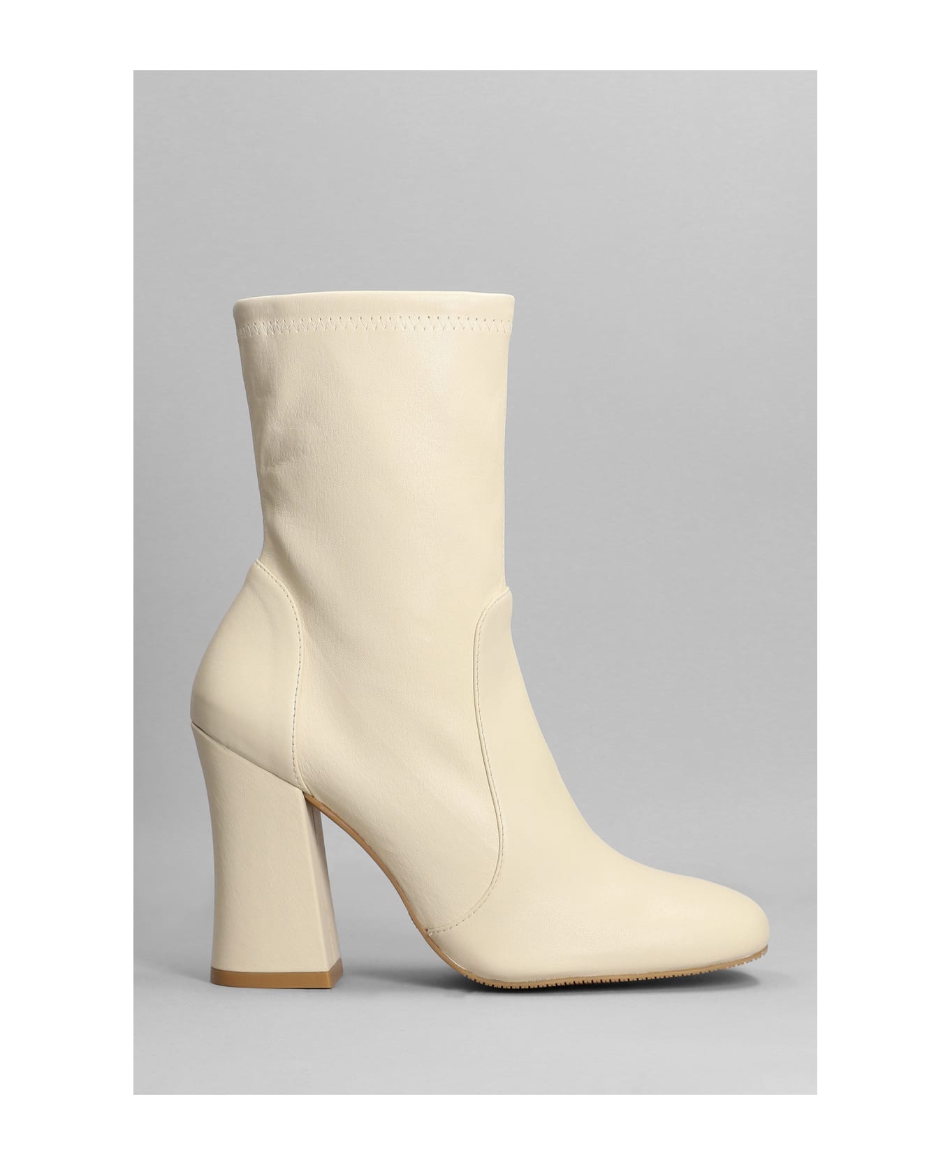 Stuart Weitzman Curveblock 100 High Heels Ankle Boots In Beige Leather - beige