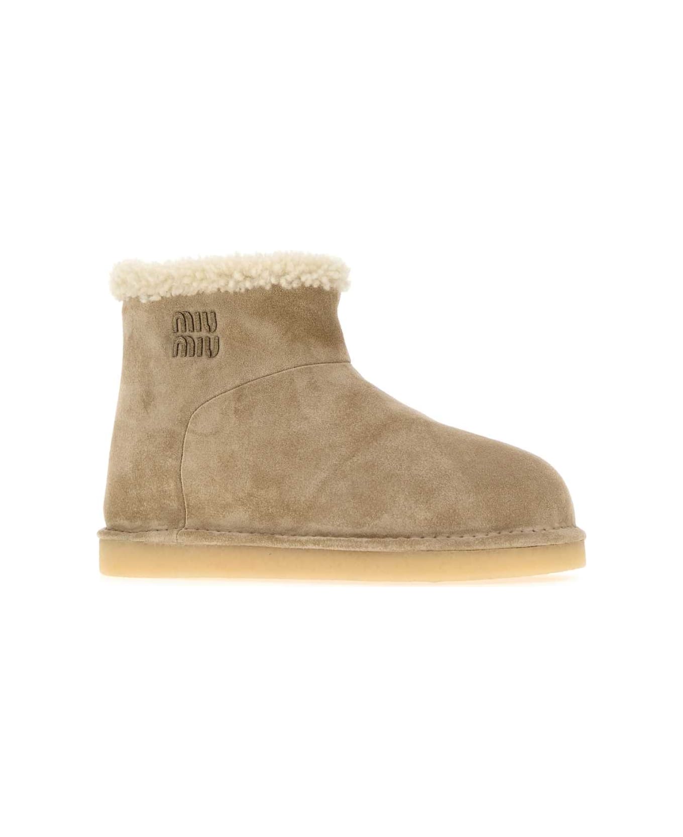 Miu Miu Cappuccino Suede Ankle Boots - DESERTO