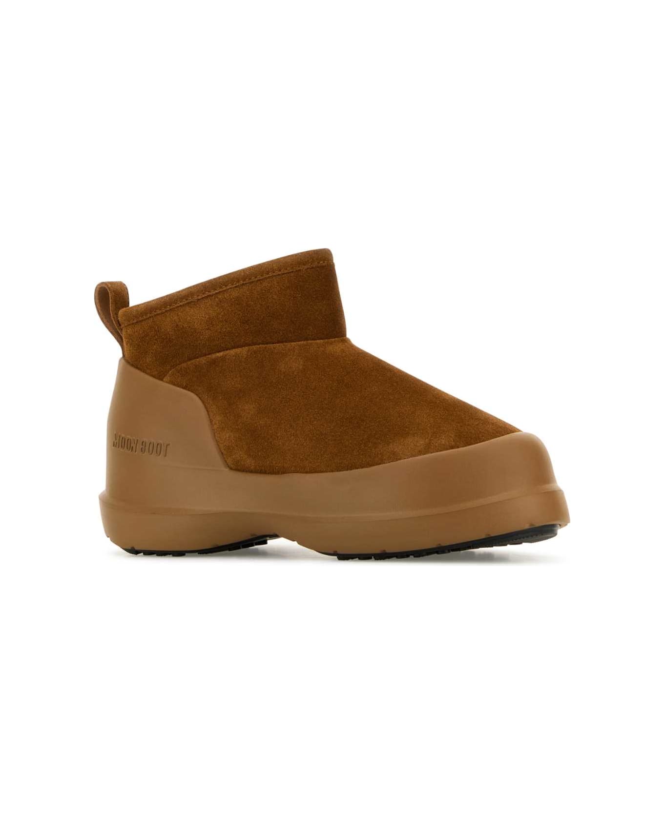 Moon Boot Caramel Suede Luna Low Ankle Boots - COGNAC