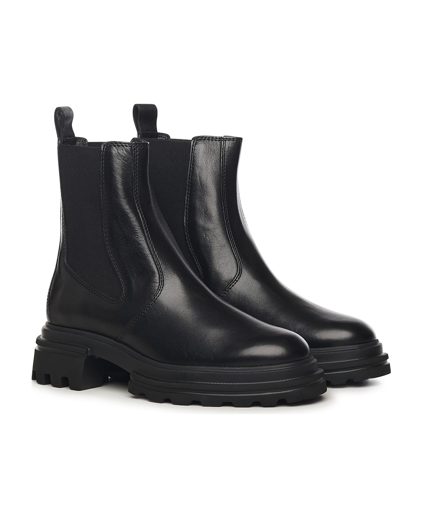Hogan Leather Chelsea Ankle Boots - black