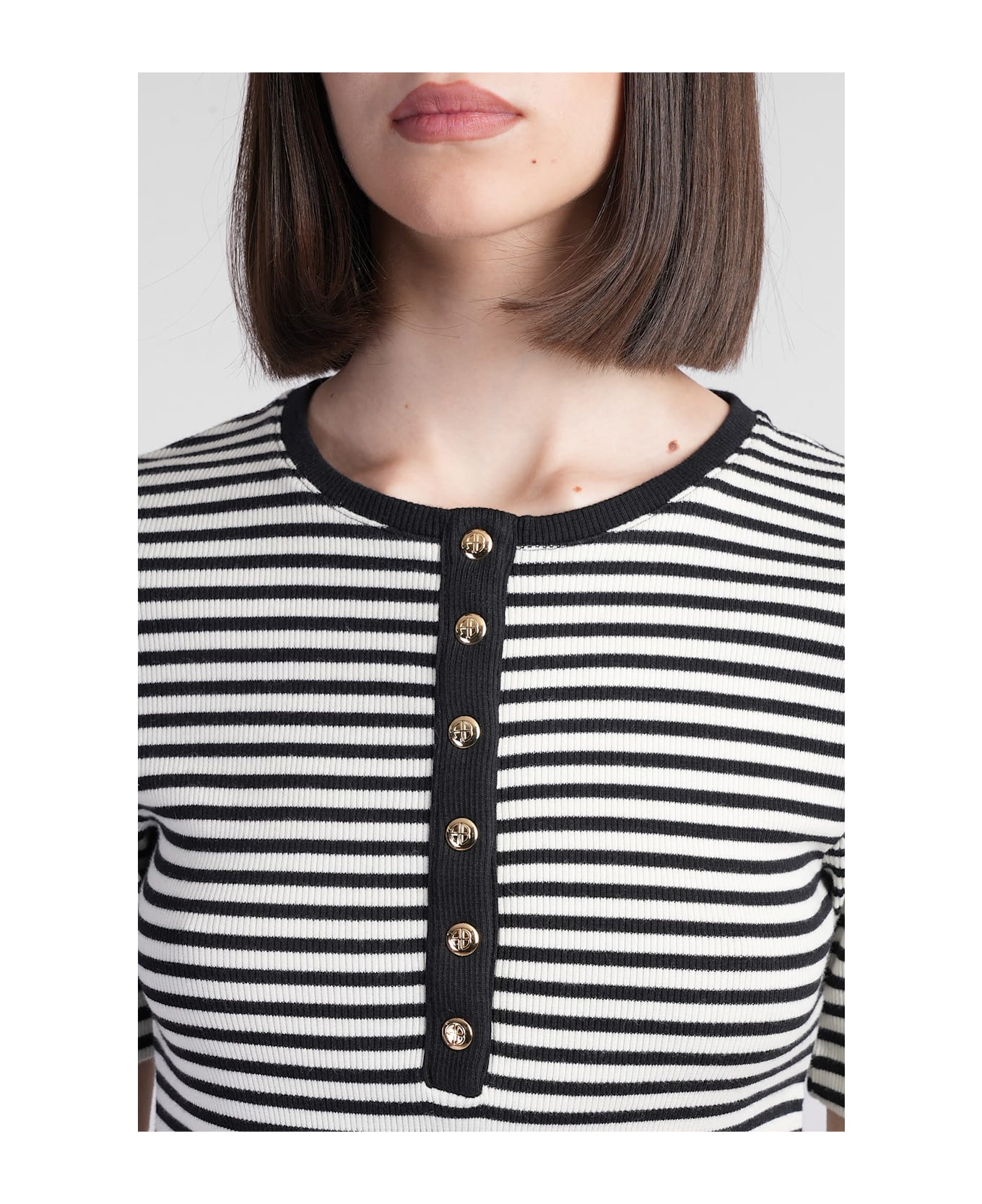 Anine Bing Alessia T-shirt In Black Cotton - black