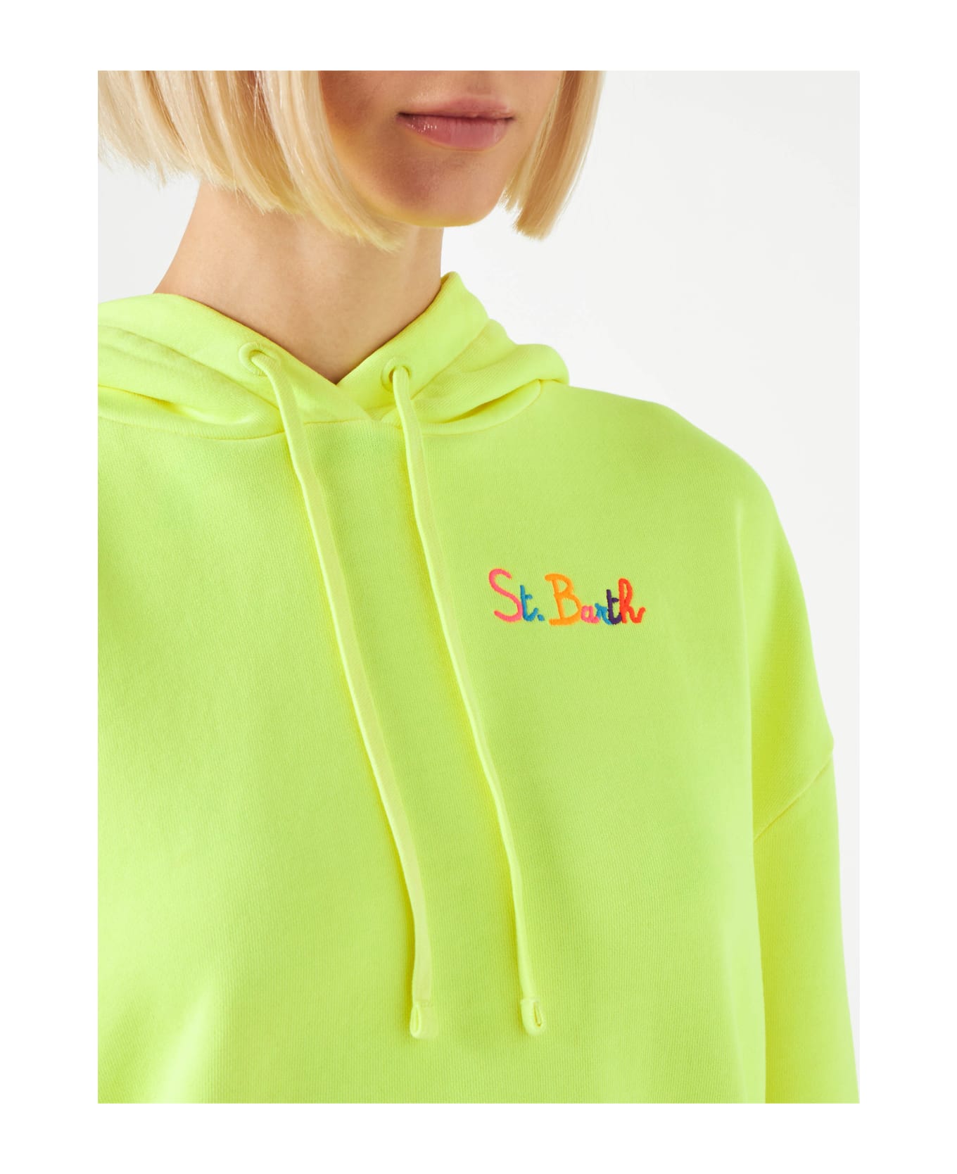 MC2 Saint Barth Fluo Yellow Hoodie With St. Barth Embroidery - YELLOW