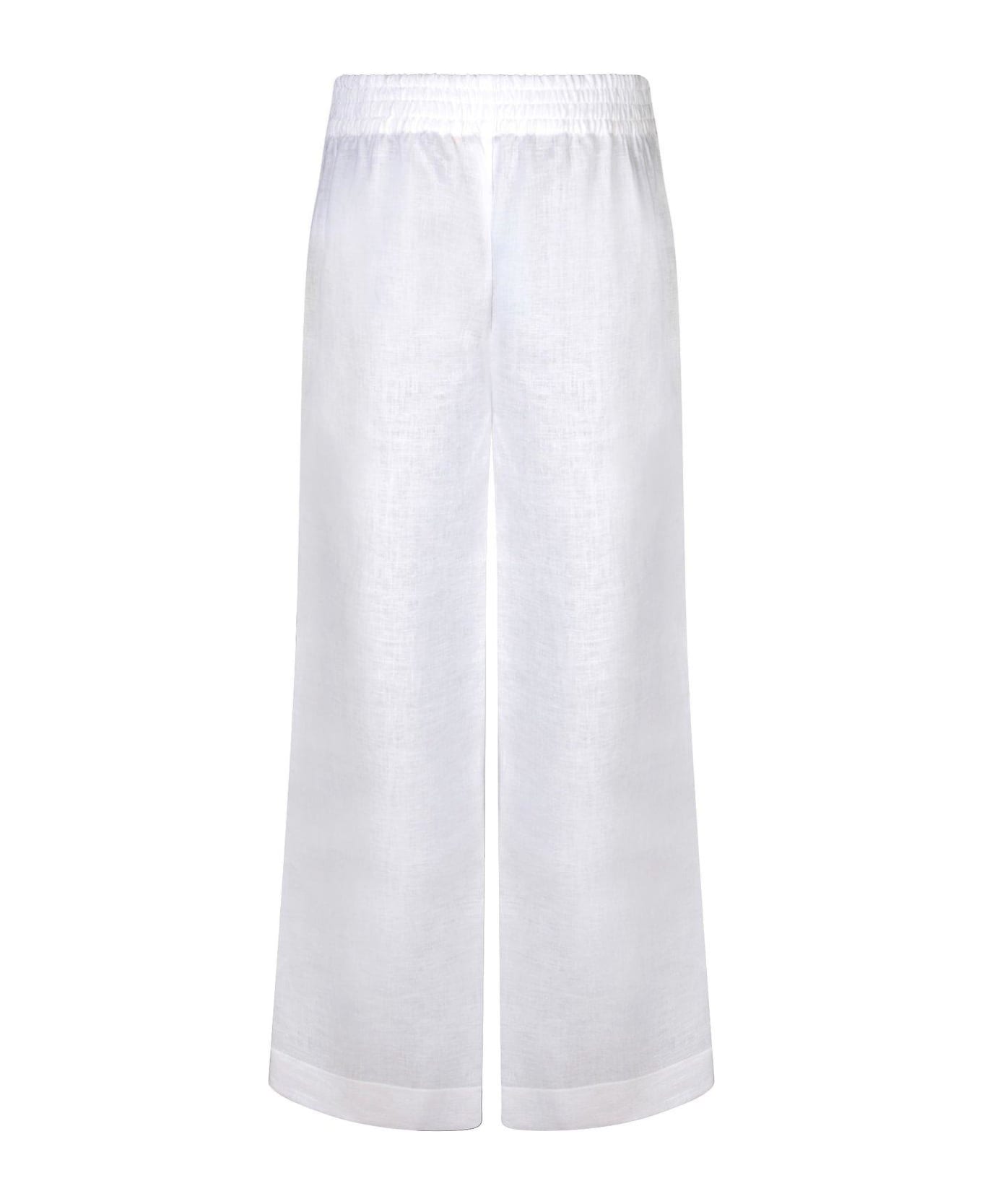 Ermanno Scervino Embroidered Slub Texture Trousers - WHITE ボトムス