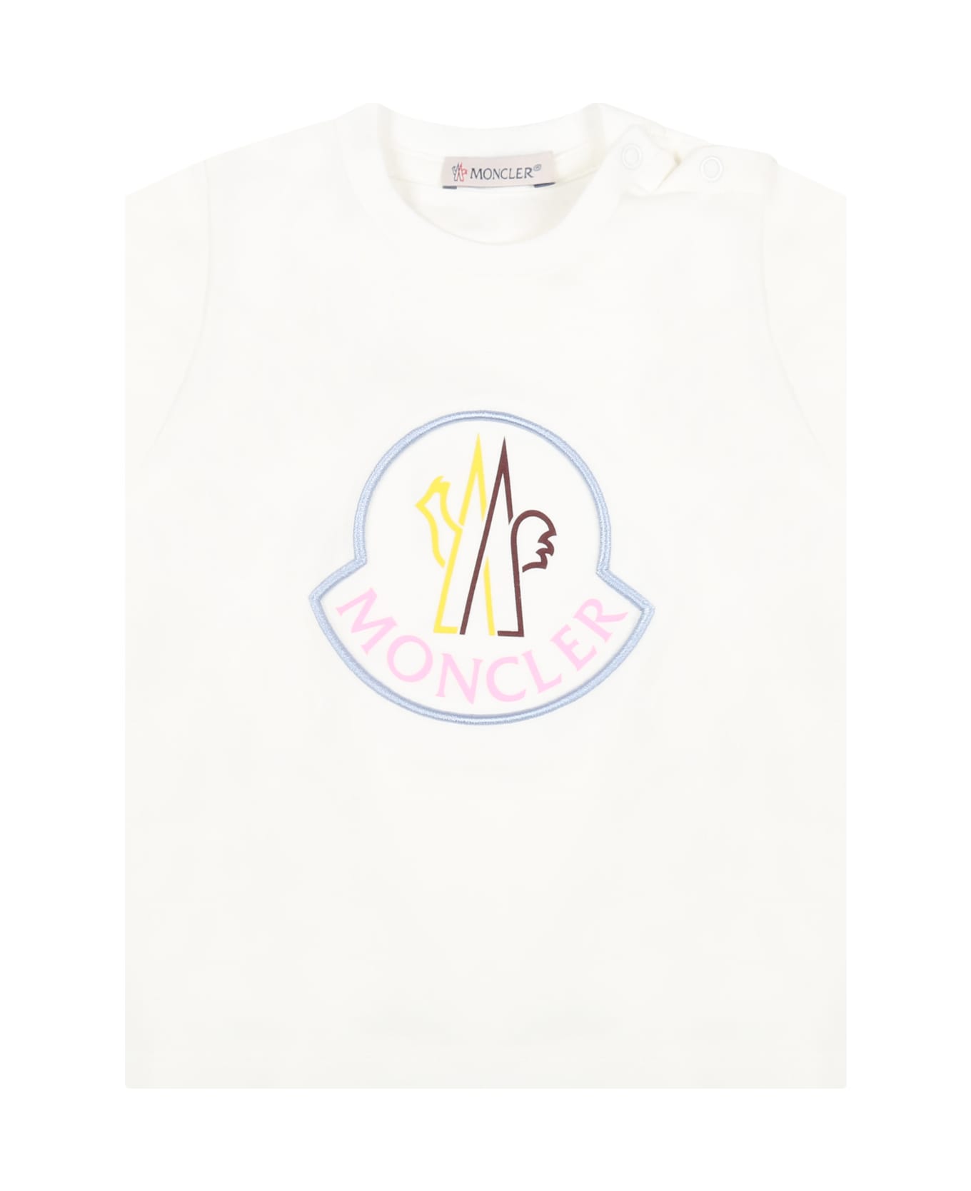 Moncler White T-shirt For Baby Girl With Logo - White
