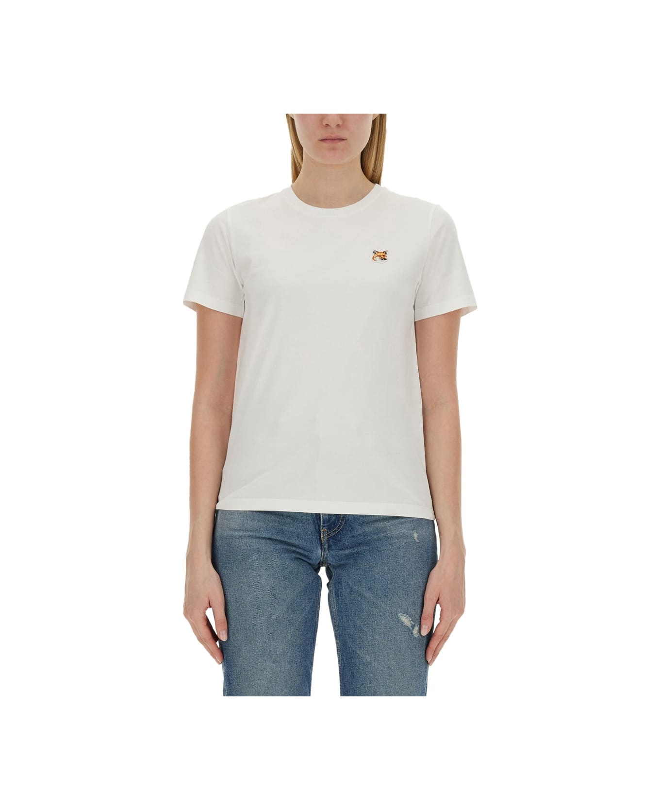 Maison Kitsuné T-shirt With Fox Patch - WHITE