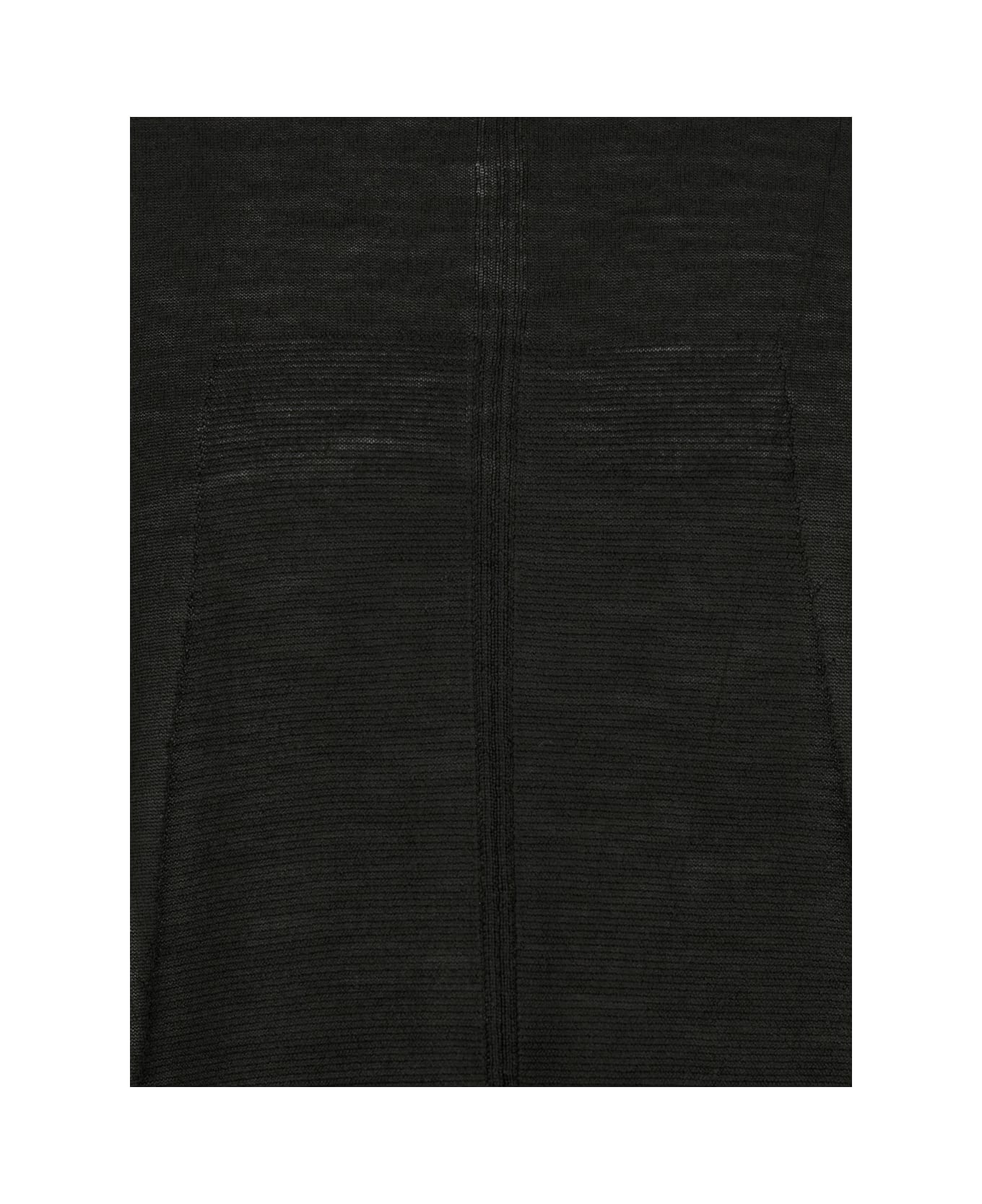 Rick Owens Black Oversized Crewneck Top In Semi Sheer Knit Man - Black